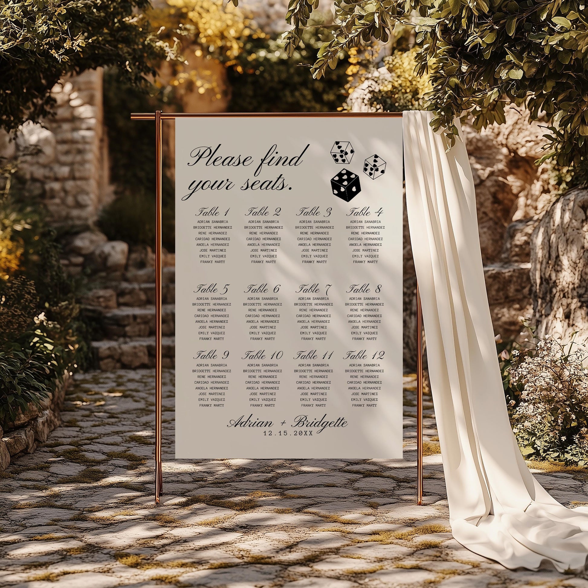 Lucky in Love Wedding Seating Chart Template Vintage Wedding Suite Quirky Wedding Signage Whimsical Wedding Hand Drawn Retro Vegas Wedding