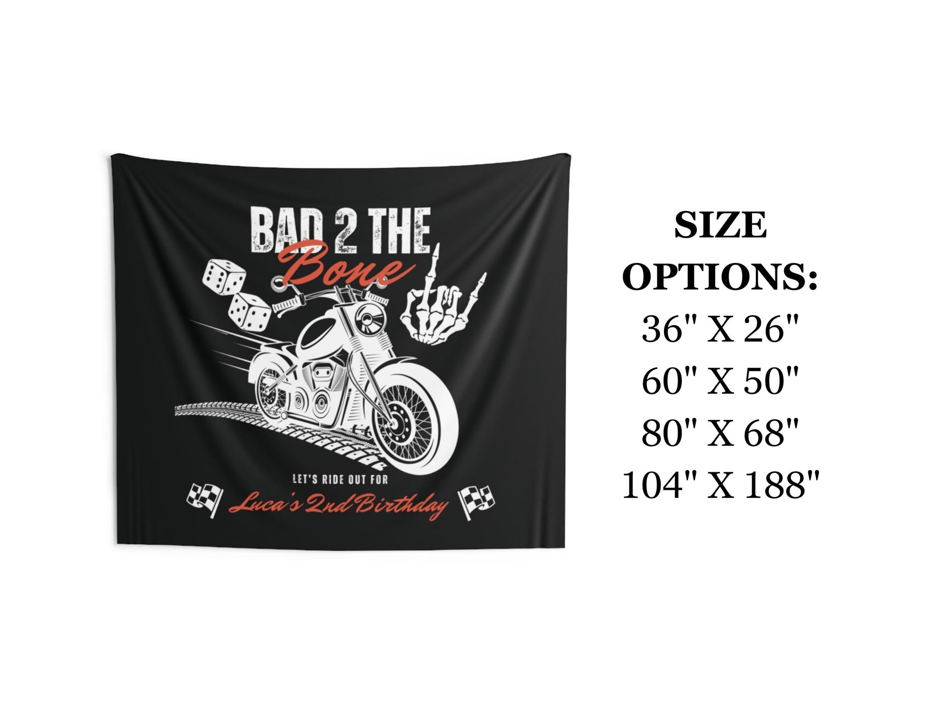 Custom Bad Two the Bone Birthday Banner Personalized Bad 2 the Bone Alternative Birthday Party Tapestry 2nd Birthday Rock Birthday Sign