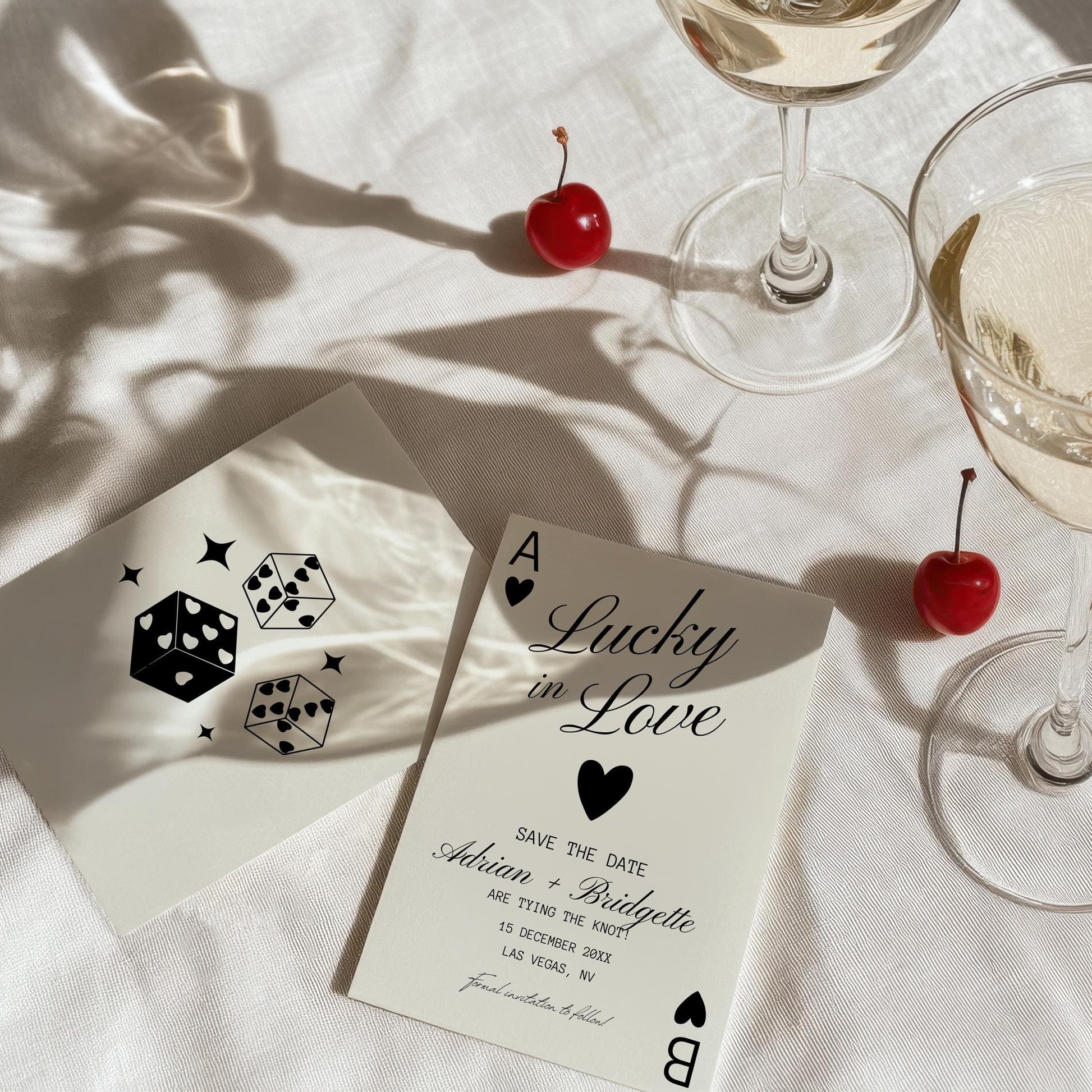 Lucky in Love Wedding Invitation Save the Date Vegas Wedding Playing Cards Wedding Invitation Template Vintage Wedding Template DIY