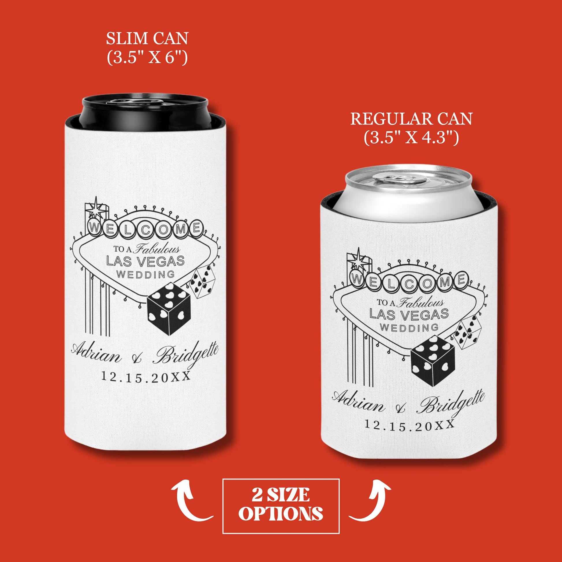 Black Las Vegas Wedding Koozie Lucky in Love Can Cooler Vintage Wedding Koozie Vegas Wedding Favors Huggers Custom Lucky in Love Wedding