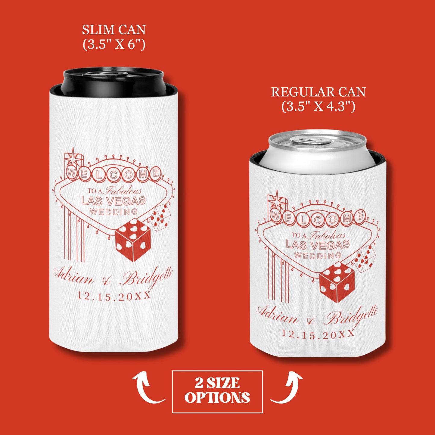 Las Vegas Wedding Koozie Lucky in Love Can Cooler Vintage Wedding Koozie Vegas Wedding Favors Huggers Custom Lucky in Love Wedding Koozies