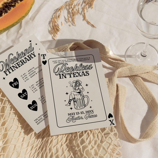 Reckless in Texas Bachelorette Rodeo Bachelorette Last Ride Bachelorette Last Rodeo Texas Bachelorette Hot Cowgirl Theme Bachelorette Invite