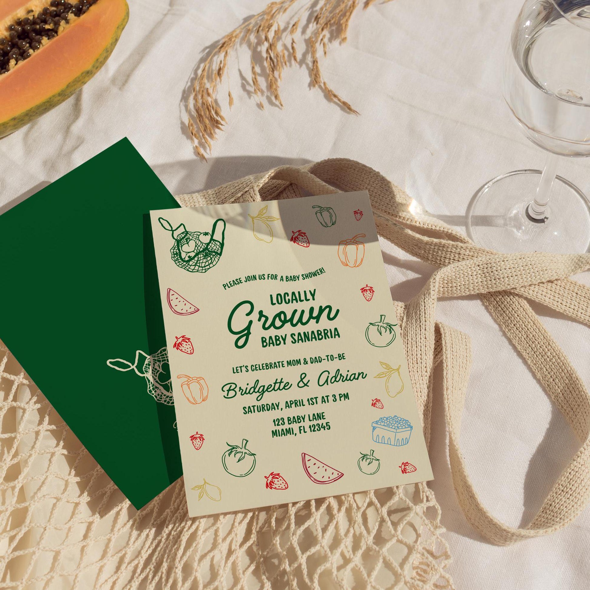 Locally Grown Baby Shower Invite Template Colorful Farmers Market Baby Shower Locally Produced Baby Sprinkle Hand Drawn Baby Shower Invite