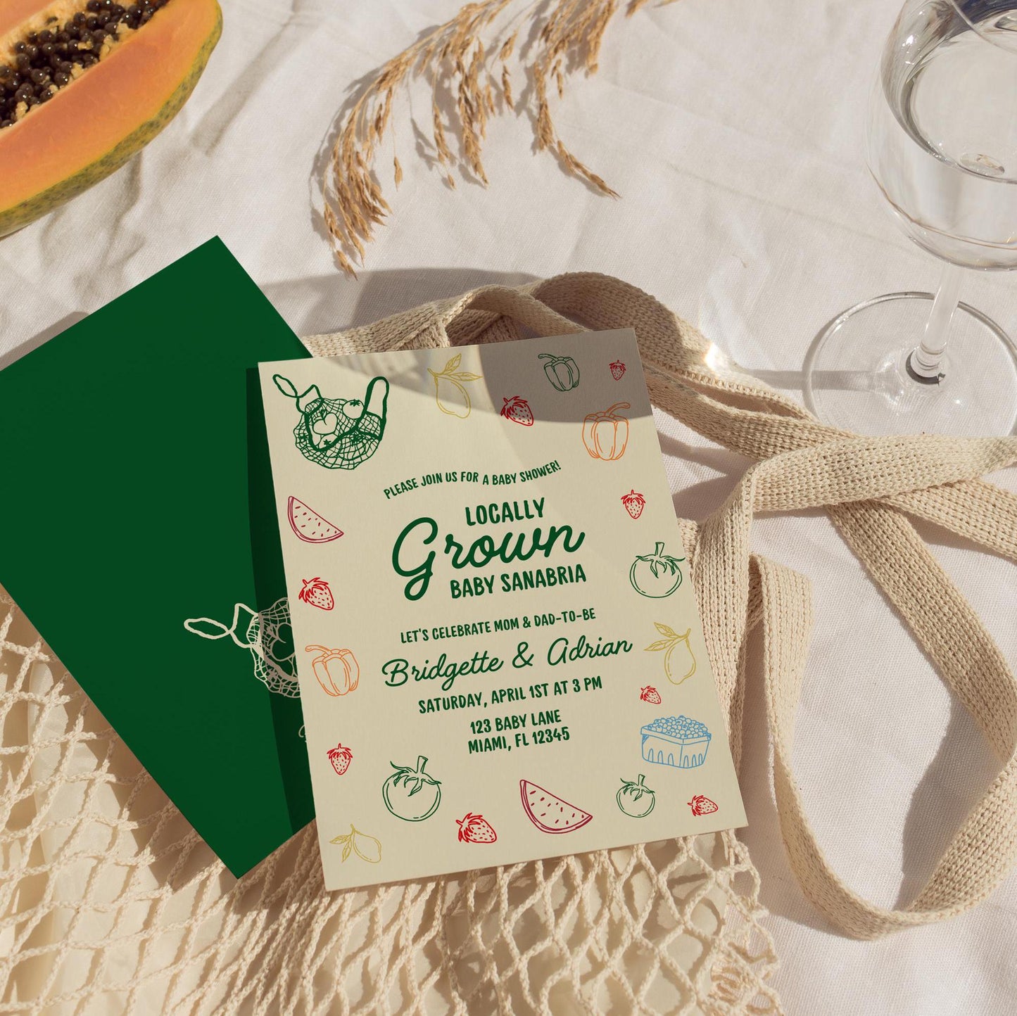 Locally Grown Baby Shower Invite Template Colorful Farmers Market Baby Shower Locally Produced Baby Sprinkle Hand Drawn Baby Shower Invite