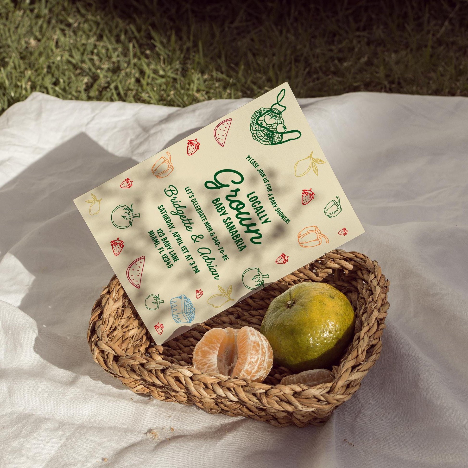 Locally Grown Baby Shower Invite Template Colorful Farmers Market Baby Shower Locally Produced Baby Sprinkle Hand Drawn Baby Shower Invite