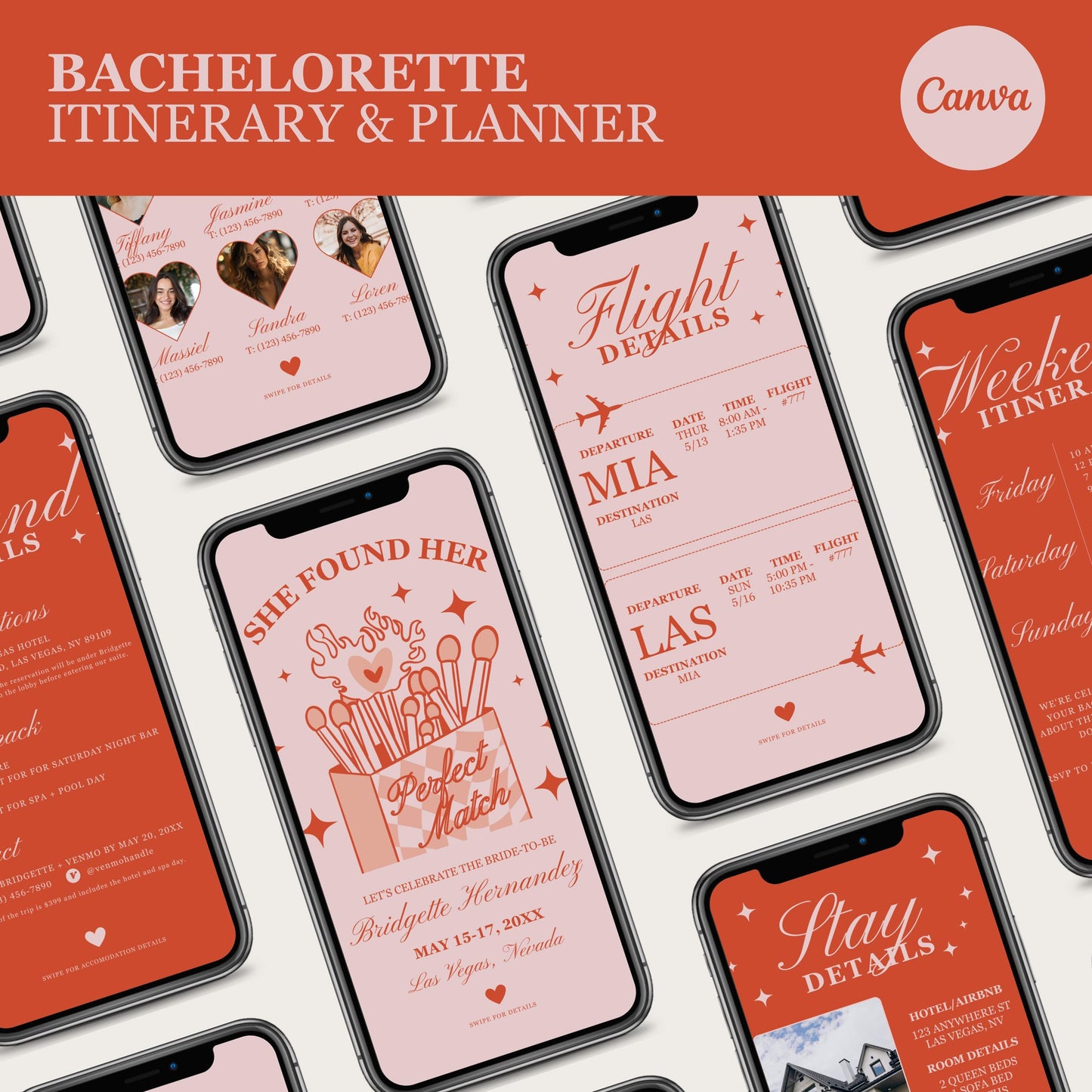 Perfect Match Bachelorette Party Mobile Invitation Template Vegas Bachelorette Party Itinerary Match Made in Heaven Hen Party Weekend Invite