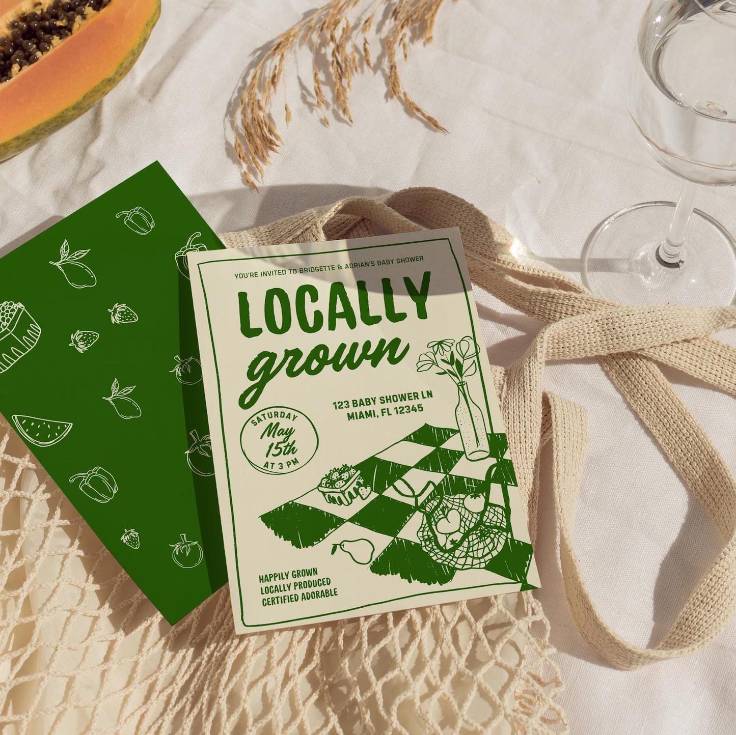 Locally Grown Baby Shower Bundle Templates Colorful Farmers Market Baby Shower Locally Produced Baby Sprinkle Hand Drawn Whimsical Doodles