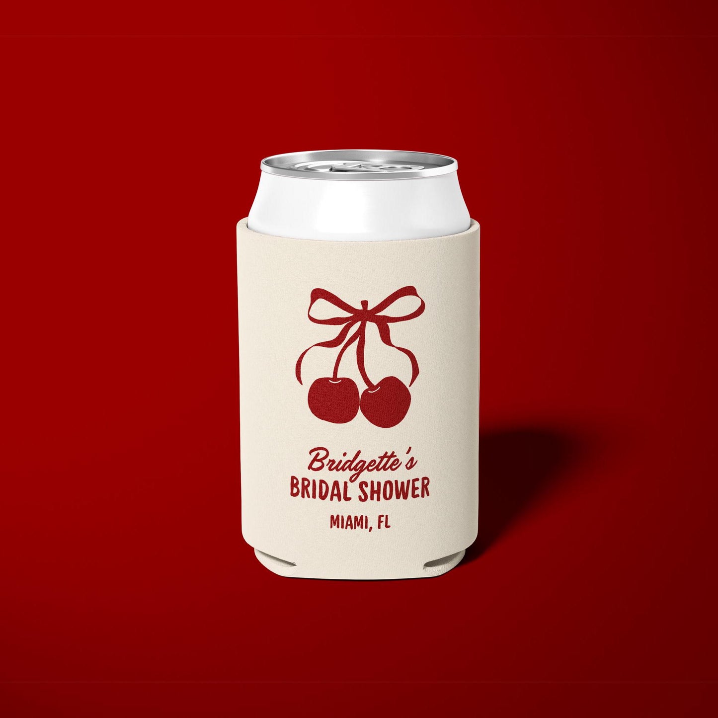 She's the Cherry on Top Can Cooler Cherry Theme Bridal Shower Koozie Bachelorette Party Favors Bachelorette Can Huggers Custom Koozie Favors