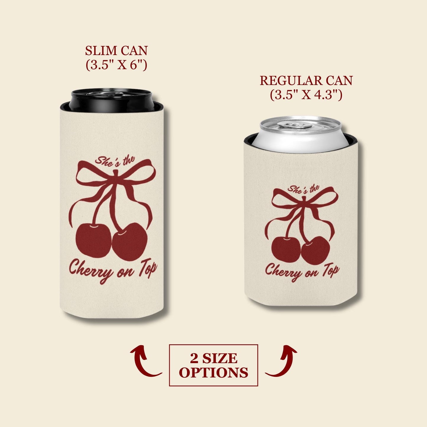 She's the Cherry on Top Can Cooler Cherry Theme Bridal Shower Koozie Bachelorette Party Favors Bachelorette Can Huggers Custom Koozie Favors