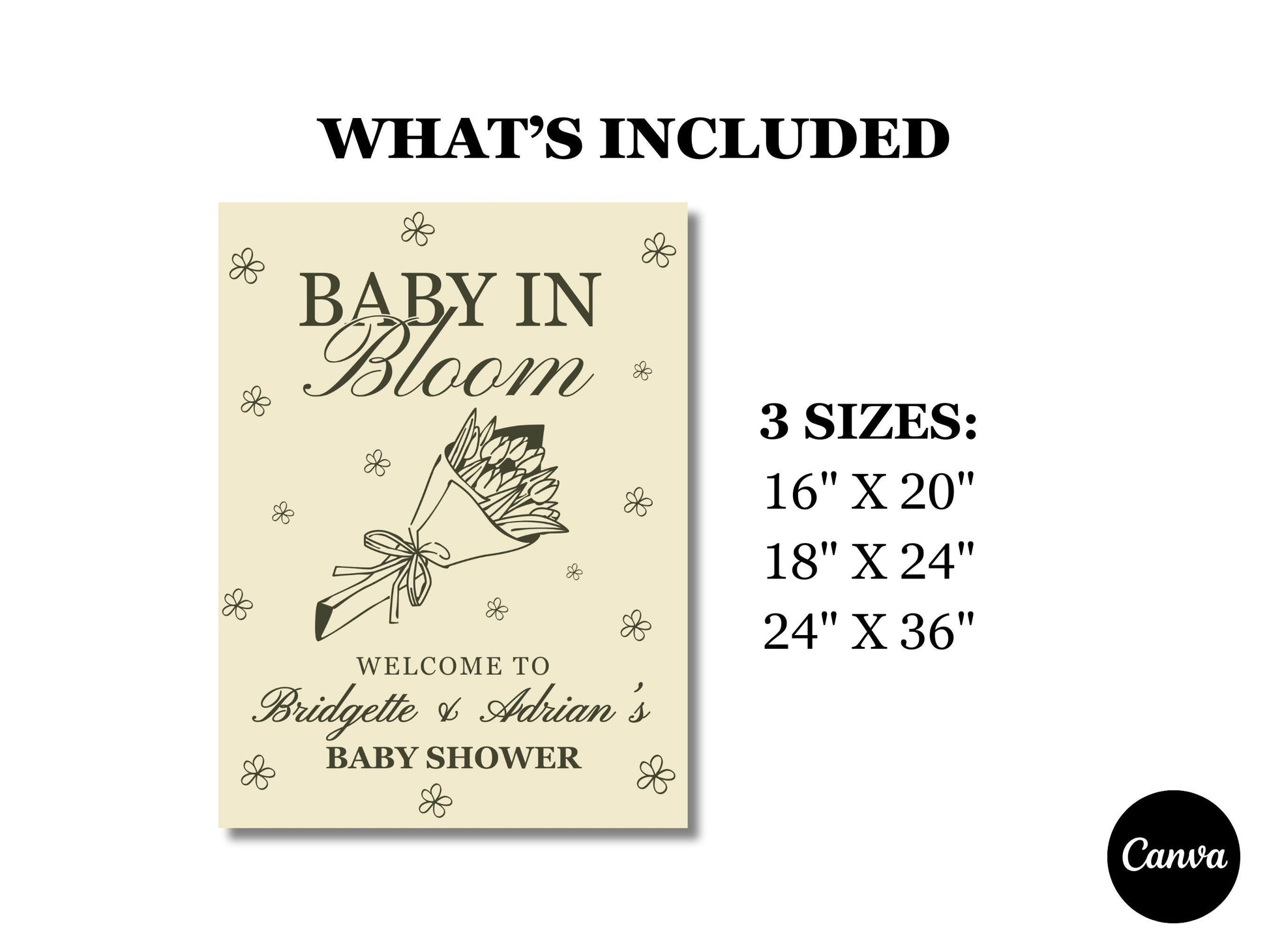 Baby in Bloom Baby Shower Welcome Sign Template Locally Grown Baby Shower Farmers Market Baby Sprinkle Whimsical Hand Drawn Baby Shower