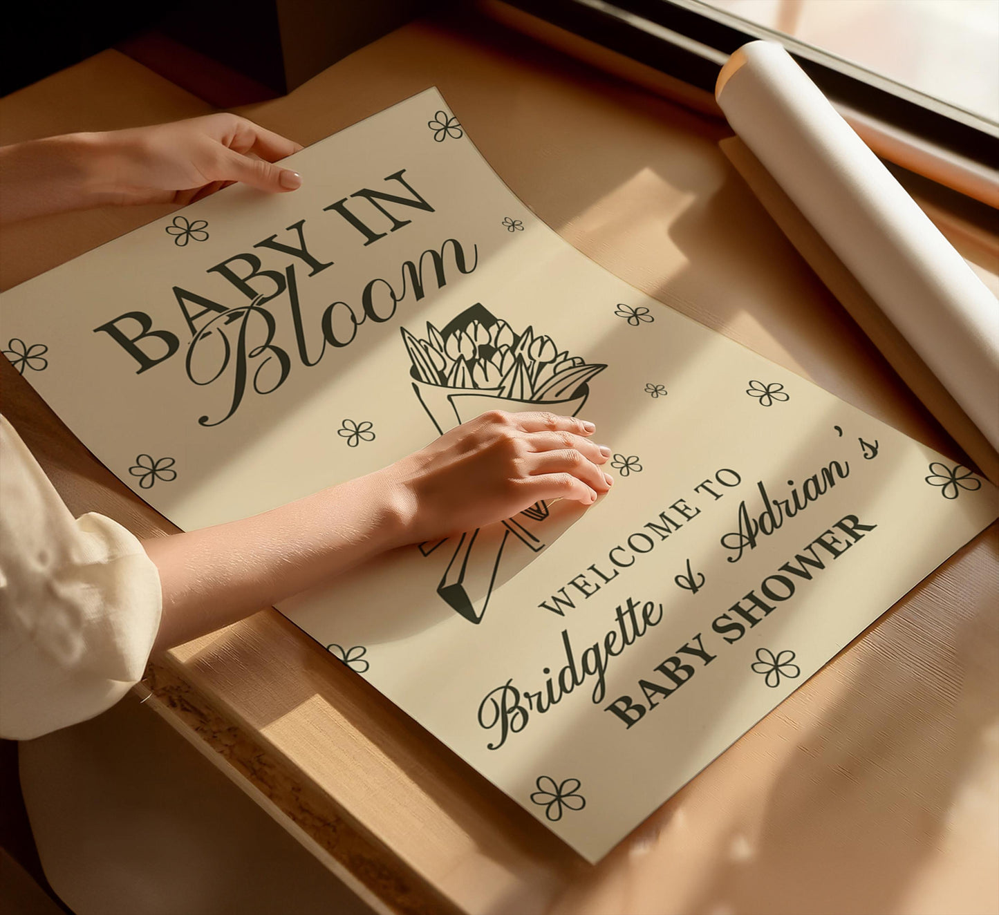 Baby in Bloom Baby Shower Welcome Sign Template Locally Grown Baby Shower Farmers Market Baby Sprinkle Whimsical Hand Drawn Baby Shower