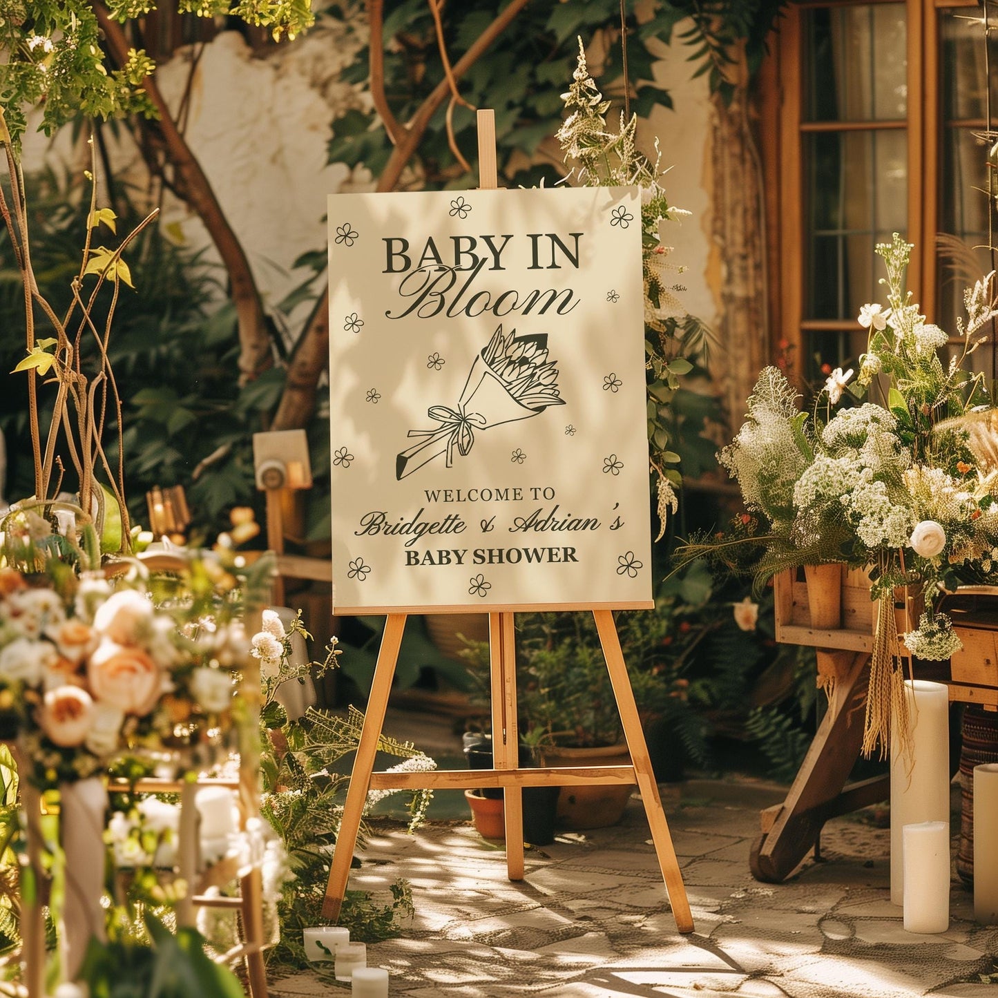 Baby in Bloom Baby Shower Bundle Templates Hand Drawn Whimsical Farmers Market Baby Shower Locally Grown Custom Invitation Baby Sprinkle