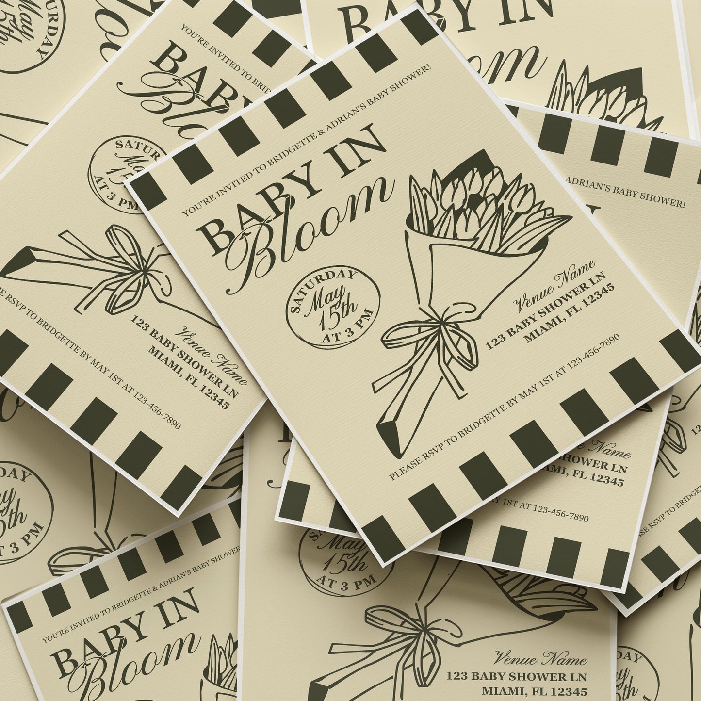 Baby in Bloom Baby Shower Invite Template Locally Grown Baby Shower Farmers Market Baby Sprinkle Whimsical Doodles Hand Drawn Baby Shower