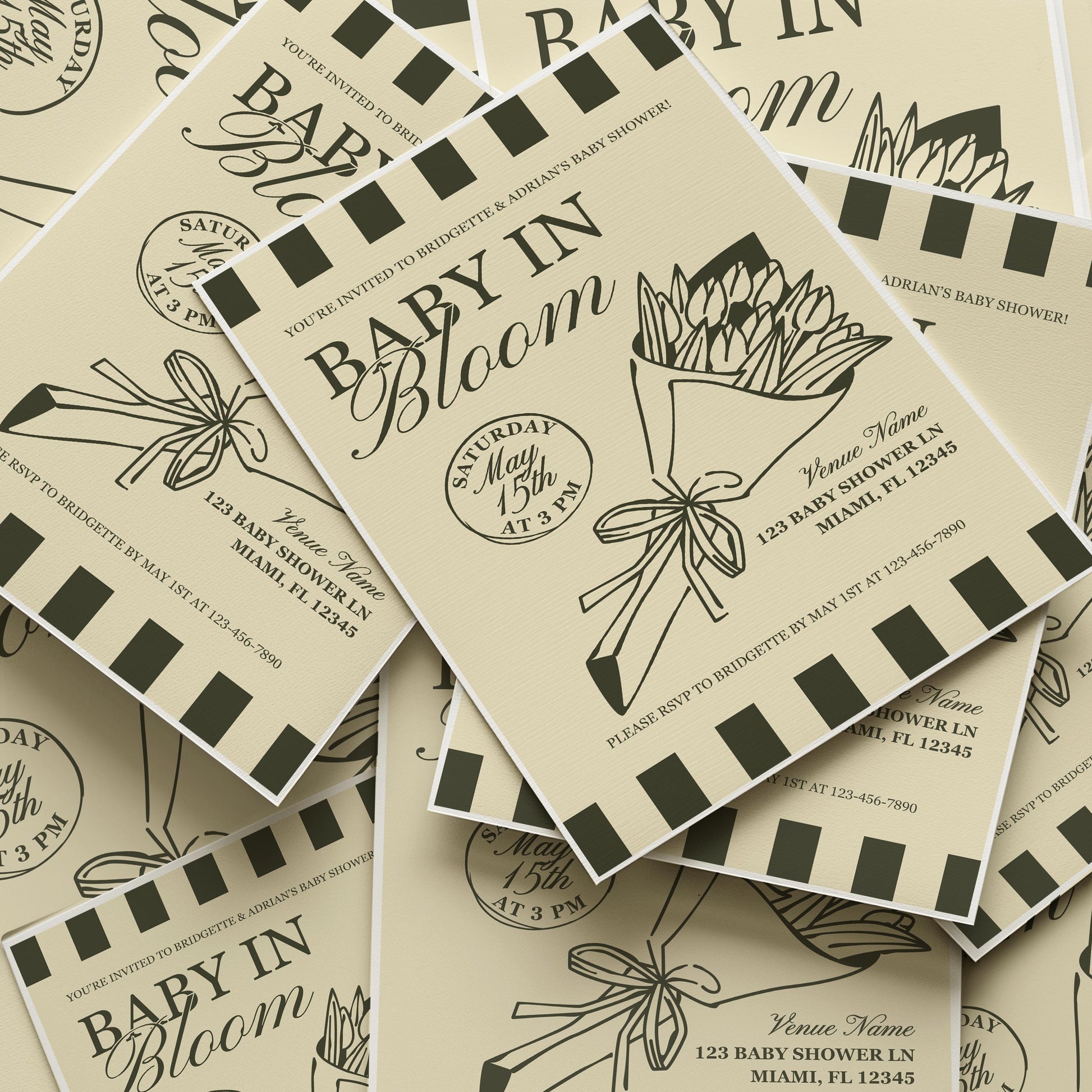 Baby in Bloom Baby Shower Invite Template Locally Grown Baby Shower Farmers Market Baby Sprinkle Whimsical Doodles Hand Drawn Baby Shower