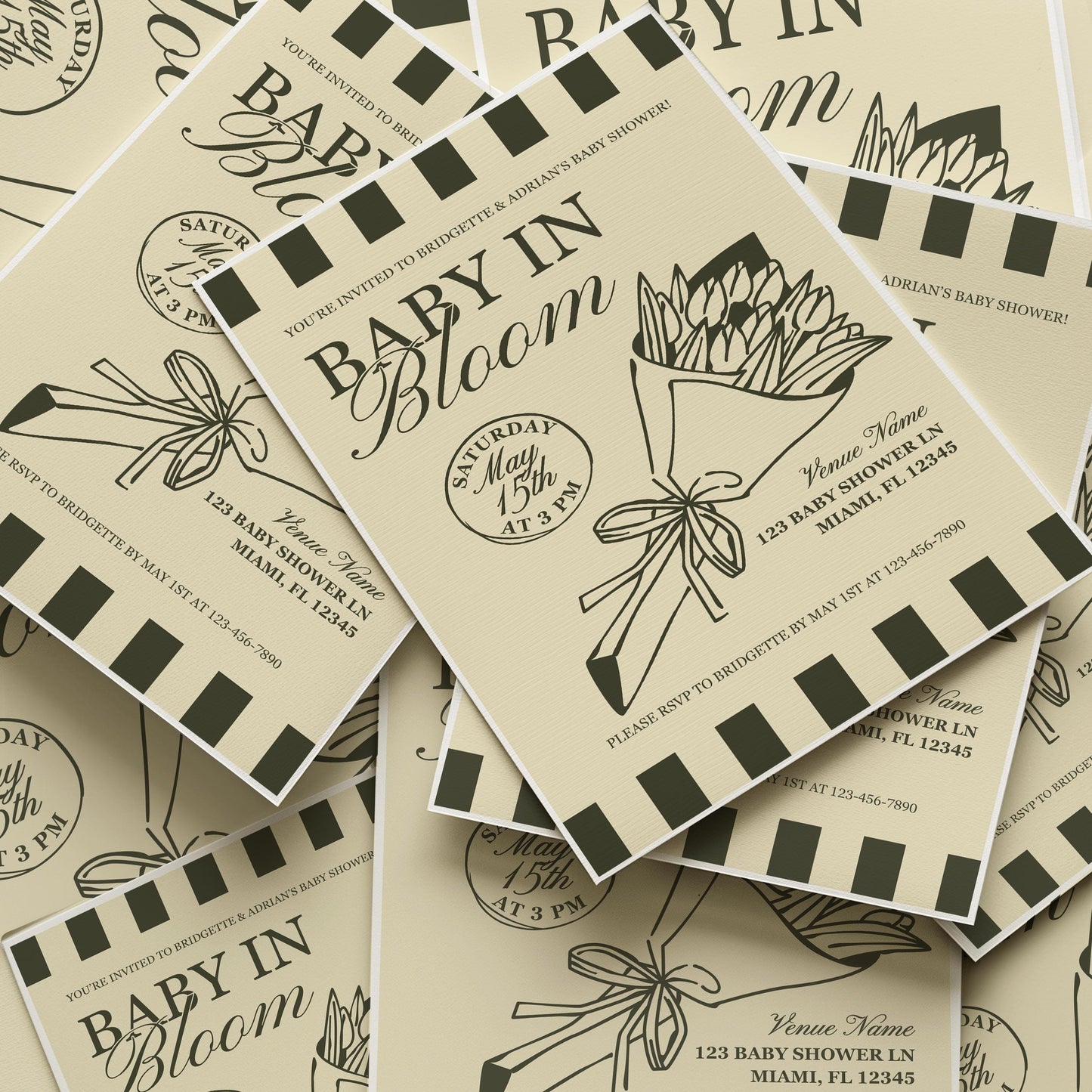 Baby in Bloom Baby Shower Invite Template Locally Grown Baby Shower Farmers Market Baby Sprinkle Whimsical Doodles Hand Drawn Baby Shower