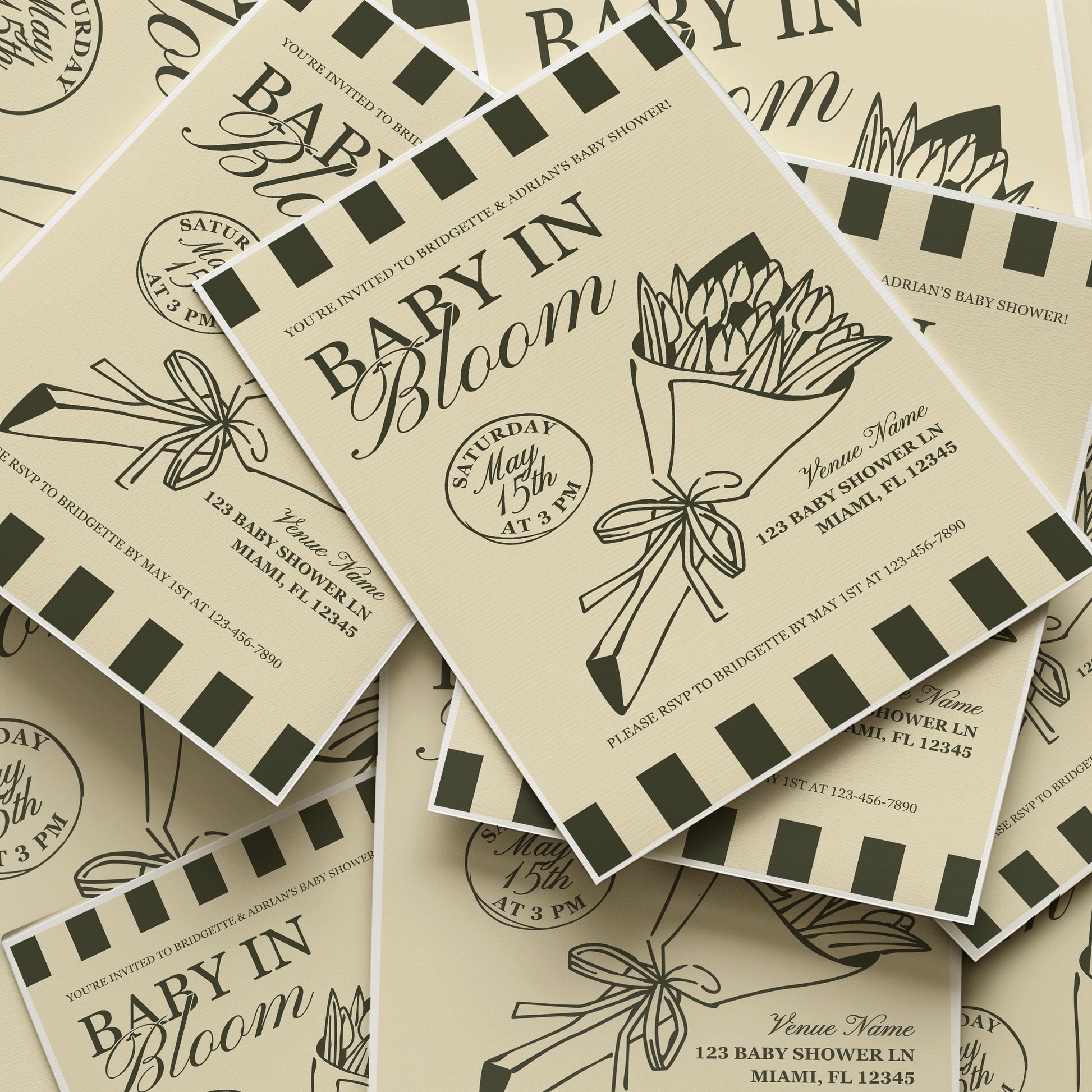 Baby in Bloom Baby Shower Invite Template Locally Grown Baby Shower Farmers Market Baby Sprinkle Whimsical Doodles Hand Drawn Baby Shower