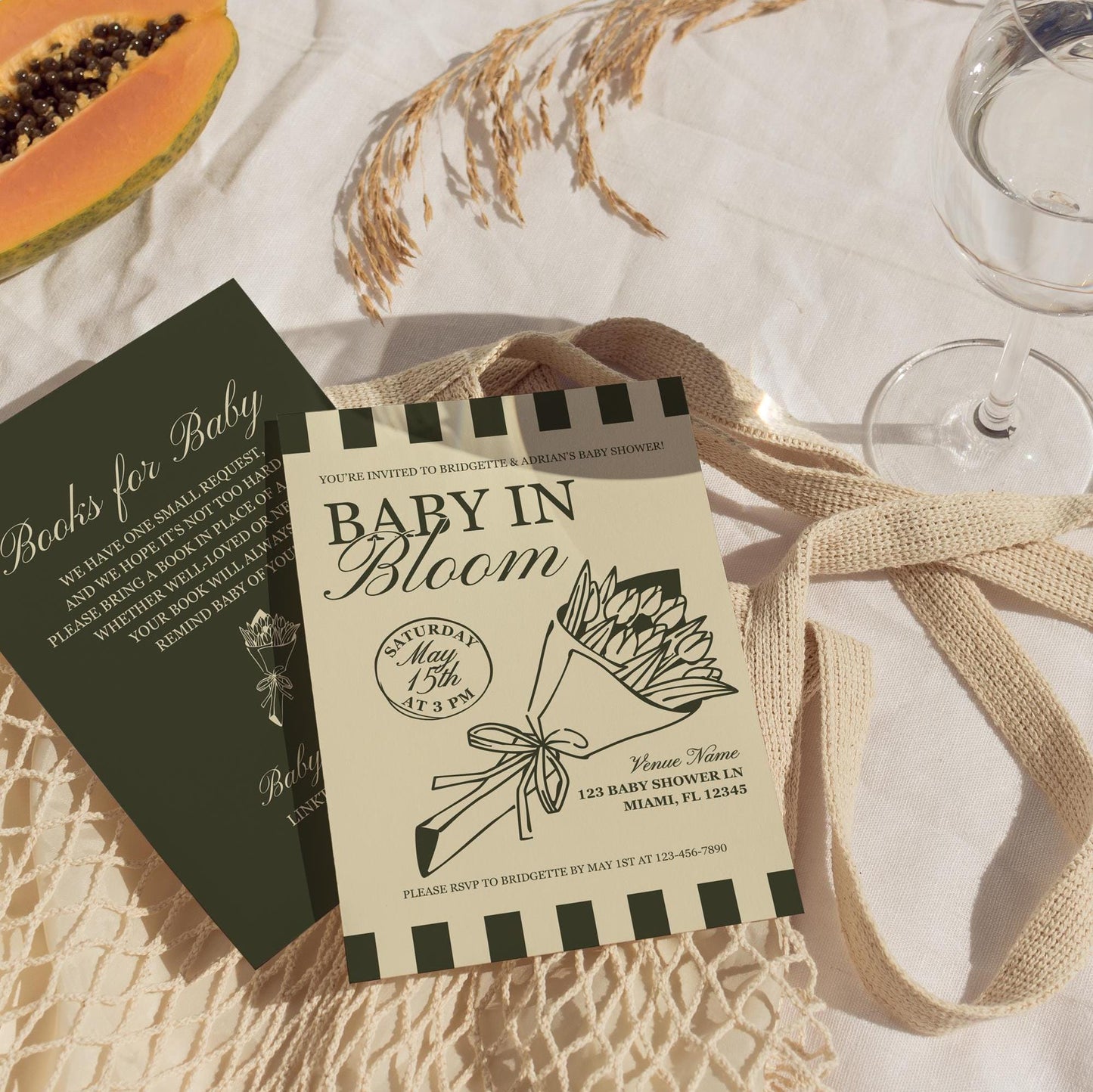 Baby in Bloom Baby Shower Invite Template Locally Grown Baby Shower Farmers Market Baby Sprinkle Whimsical Doodles Hand Drawn Baby Shower