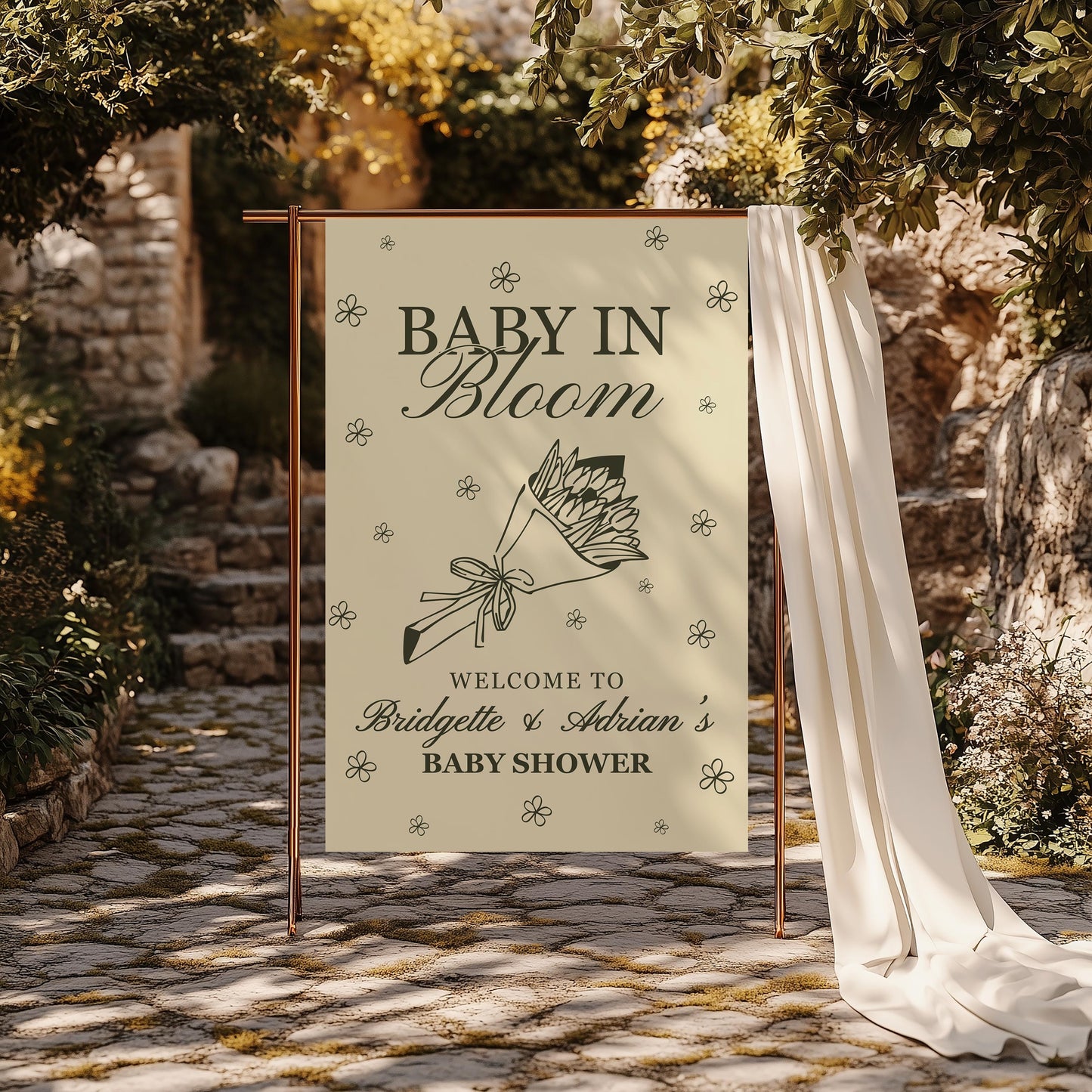 Baby in Bloom Baby Shower Welcome Sign Template Locally Grown Baby Shower Farmers Market Baby Sprinkle Whimsical Hand Drawn Baby Shower