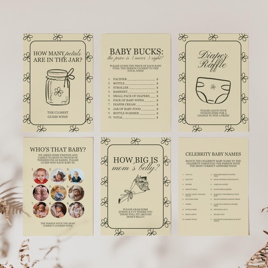 Baby in Bloom Baby Shower Games Locally Grown Baby Shower Farmers Market Theme Hand Drawn Editable Baby Sprinkle Custom Game Template