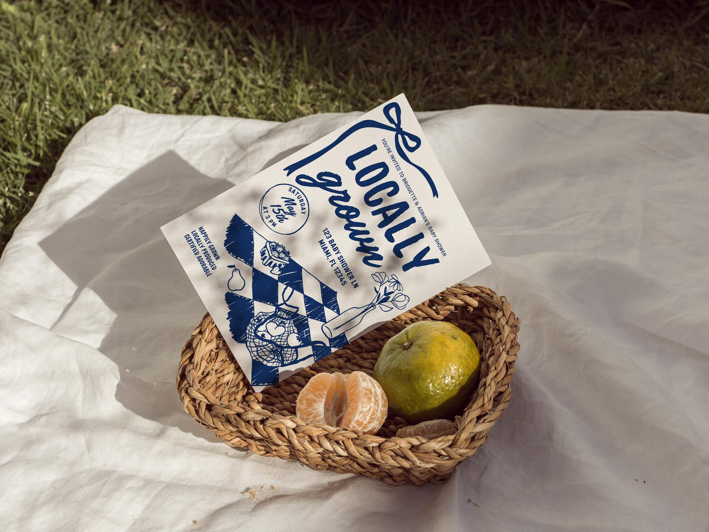 Locally Grown Baby Shower Invite Template Farmers Market Baby Shower Locally Produced Baby Sprinkle Whimsical Doodles Hand Drawn Baby Shower