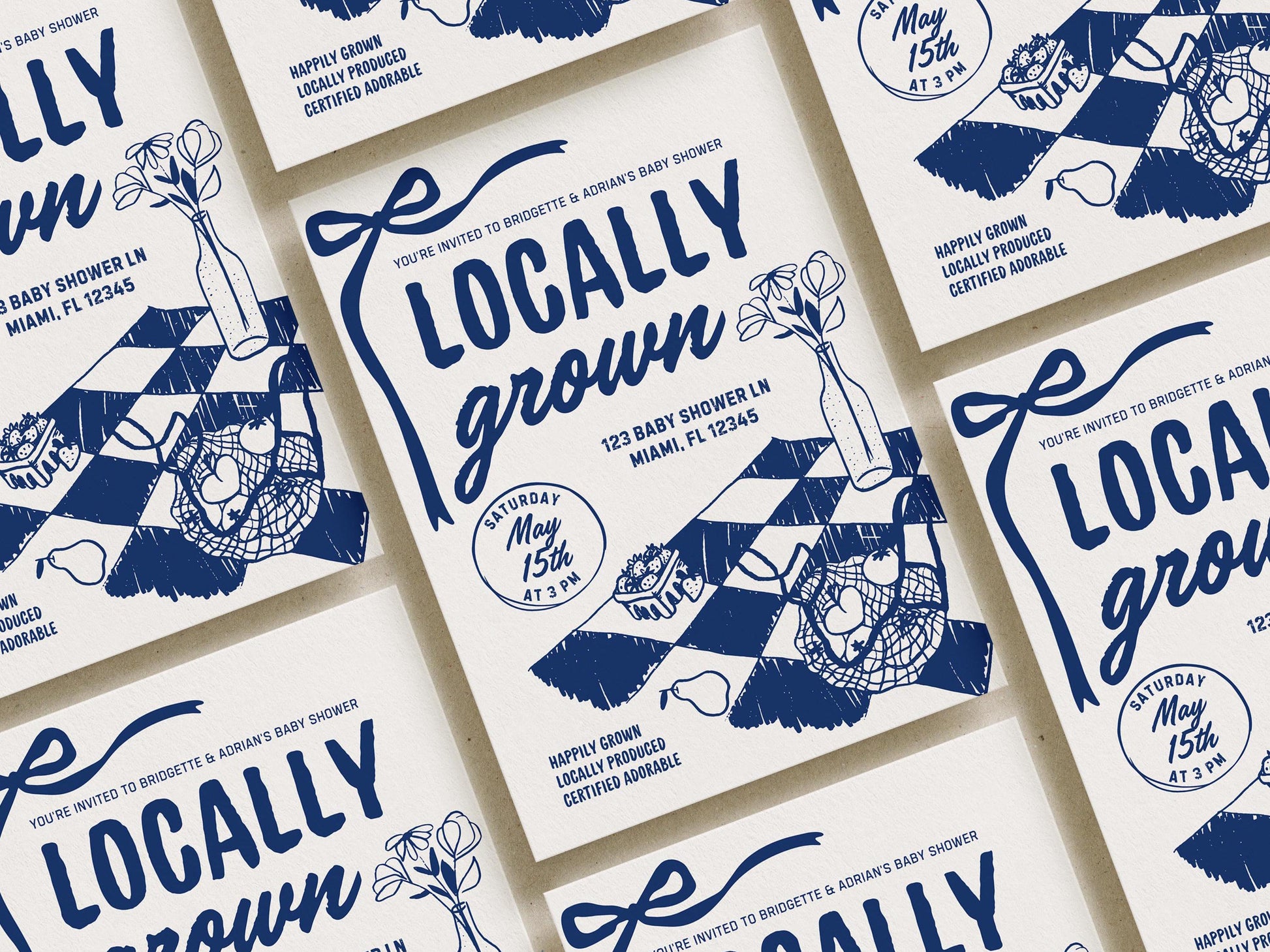 Locally Grown Baby Shower Invite Template Farmers Market Baby Shower Locally Produced Baby Sprinkle Whimsical Doodles Hand Drawn Baby Shower