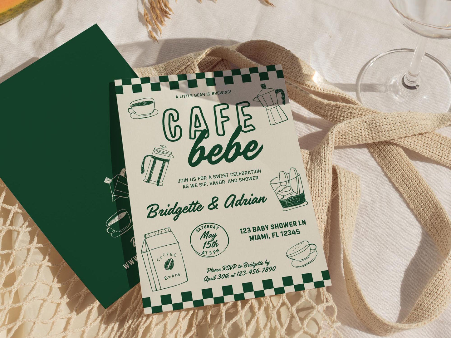 Editable Baby Shower Invite Template Baby is Brewing Baby Shower Café Bébé Coffee Theme Baby Sprinkle Customizable Digital Baby Shower