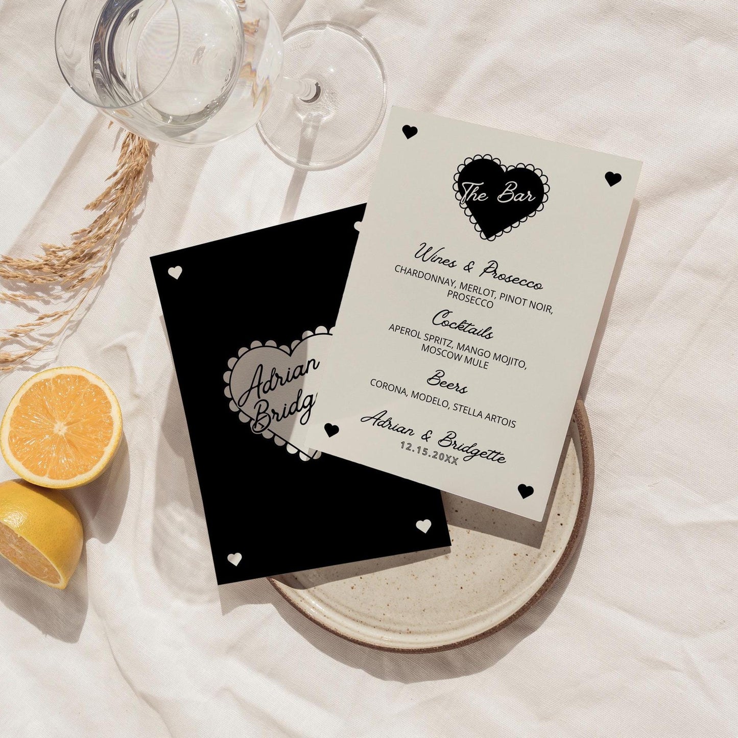 WEDDING TEMPLATES BUNDLE Whimsical Wedding Suite Hand Drawn Retro Heart Wedding Stationery Vintage Wedding Invitation Colorful Wedding Suite