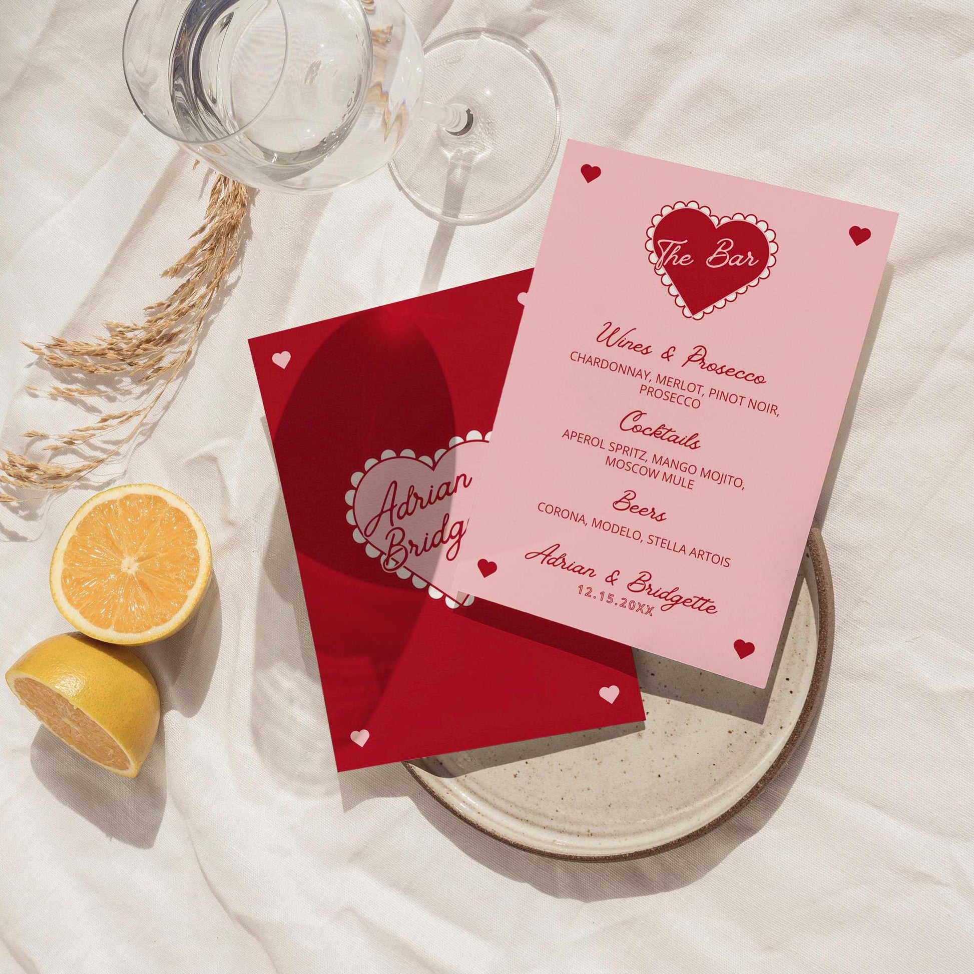 WEDDING TEMPLATES BUNDLE Whimsical Wedding Suite Hand Drawn Retro Heart Wedding Stationery Vintage Wedding Invitation Colorful Wedding Suite