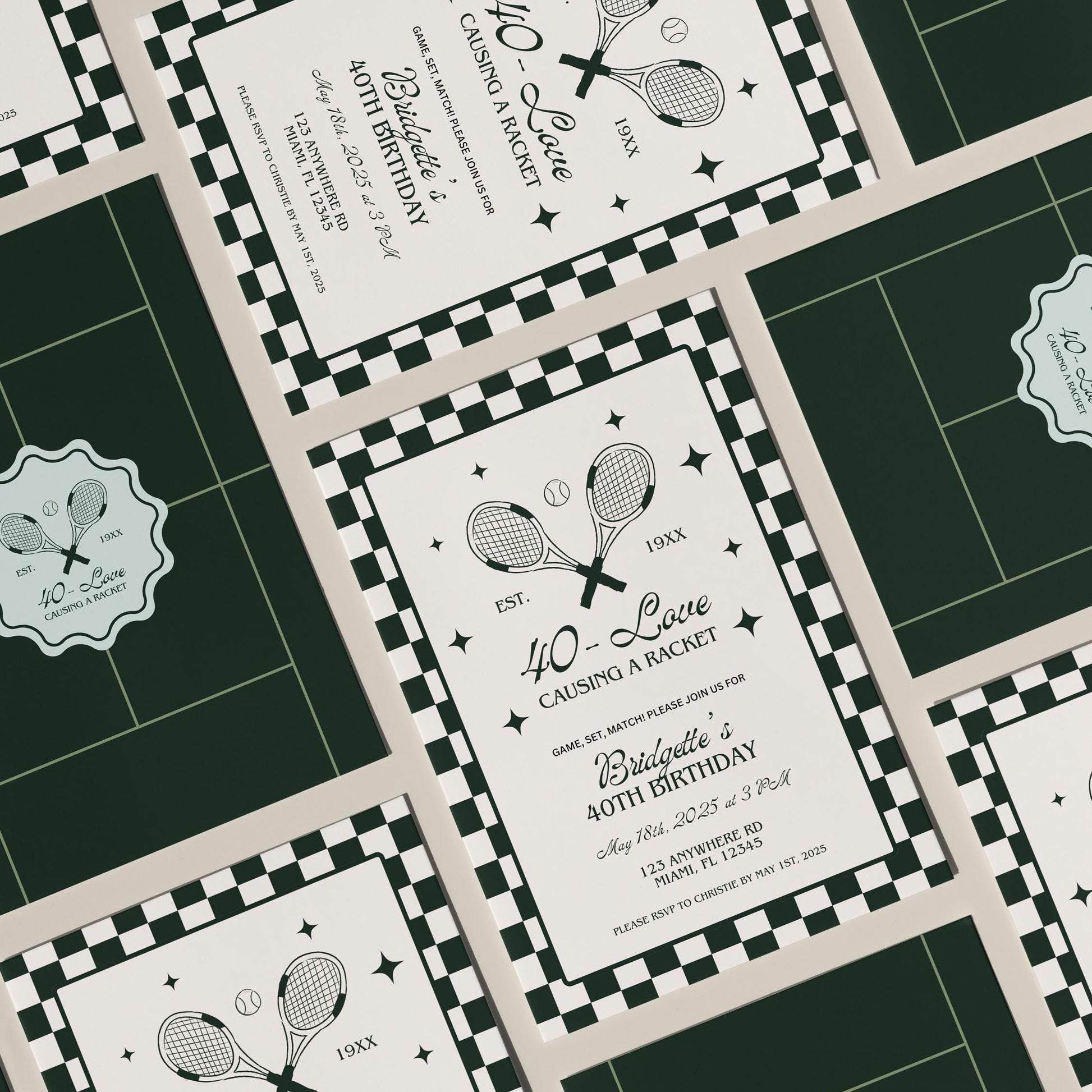 40 Love Tennis Birthday 40th Birthday Party 40-Love Theme Tennis Tournament Causing A Racket Birthday Party Invitation Template Old Money