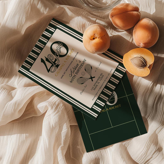 40 Love Tennis Birthday 40th Birthday Party 40-Love Theme Tennis Tournament Causing A Racket Birthday Party Invitation Template Old Money