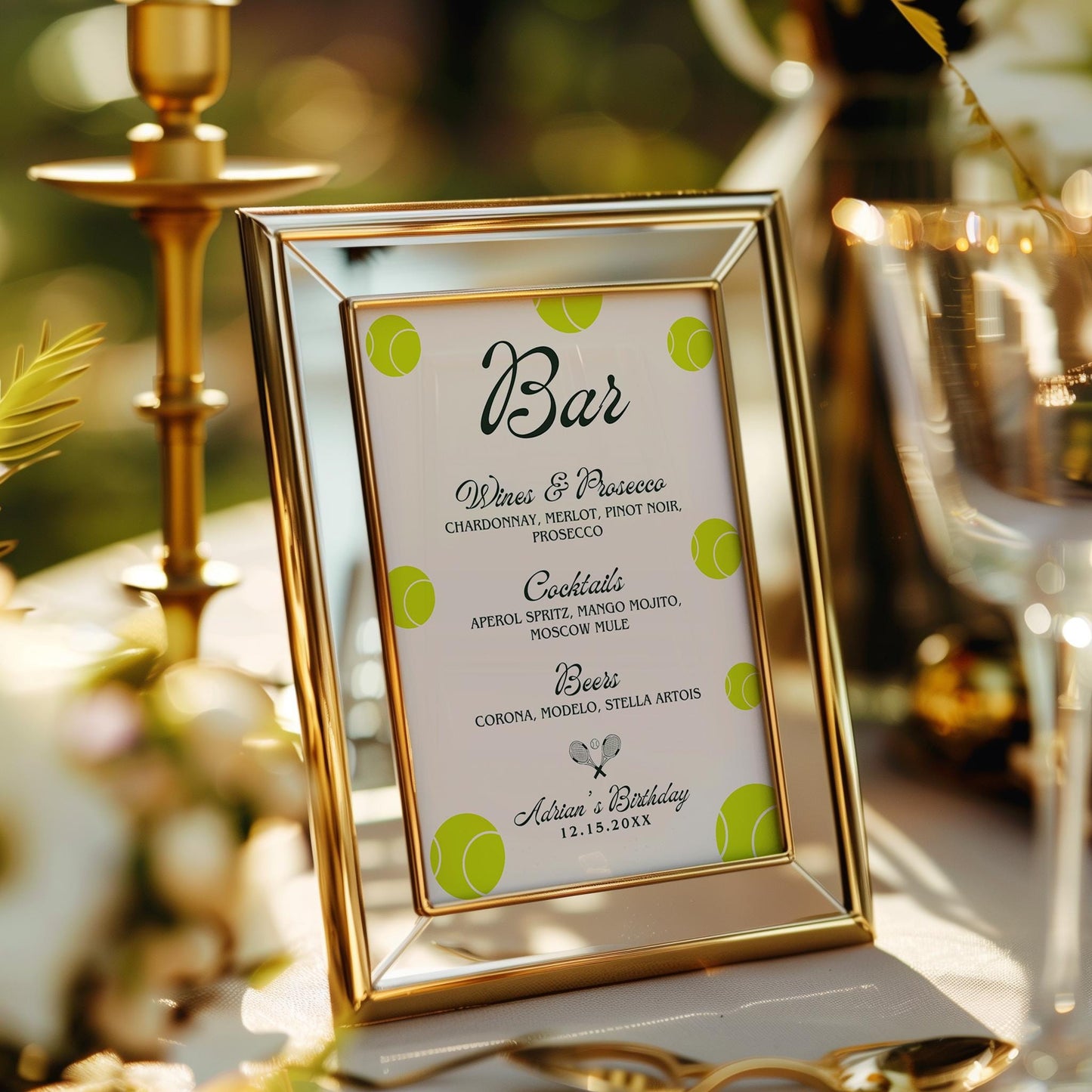 40-Love Tennis Birthday Party Bundle: Invitation, Sign, Menu (Digital Download, Canva Templates)