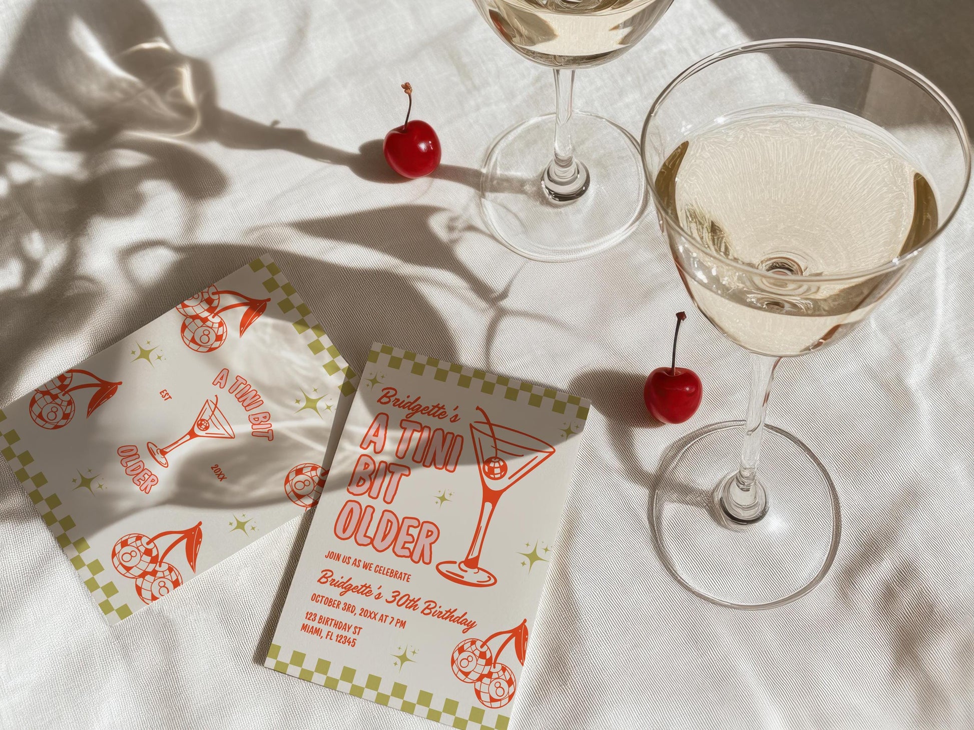 TINI BIT OLDER Birthday Party Invitation Template Martini 30th Birthday Party Dirty 30 Hand Drawn Editable Colorful Martini Mobile Invite