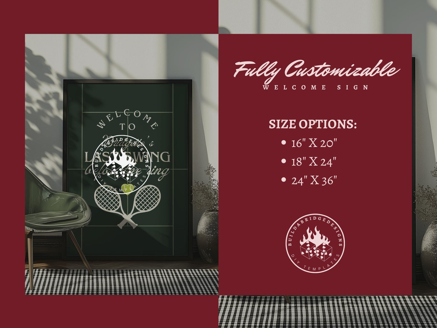 Last Swing Before the Ring Tennis Bridal Shower Welcome Sign Tennis Tournament Tennis Varsity Core Old Money Theme Tennis Bachelorette Sign