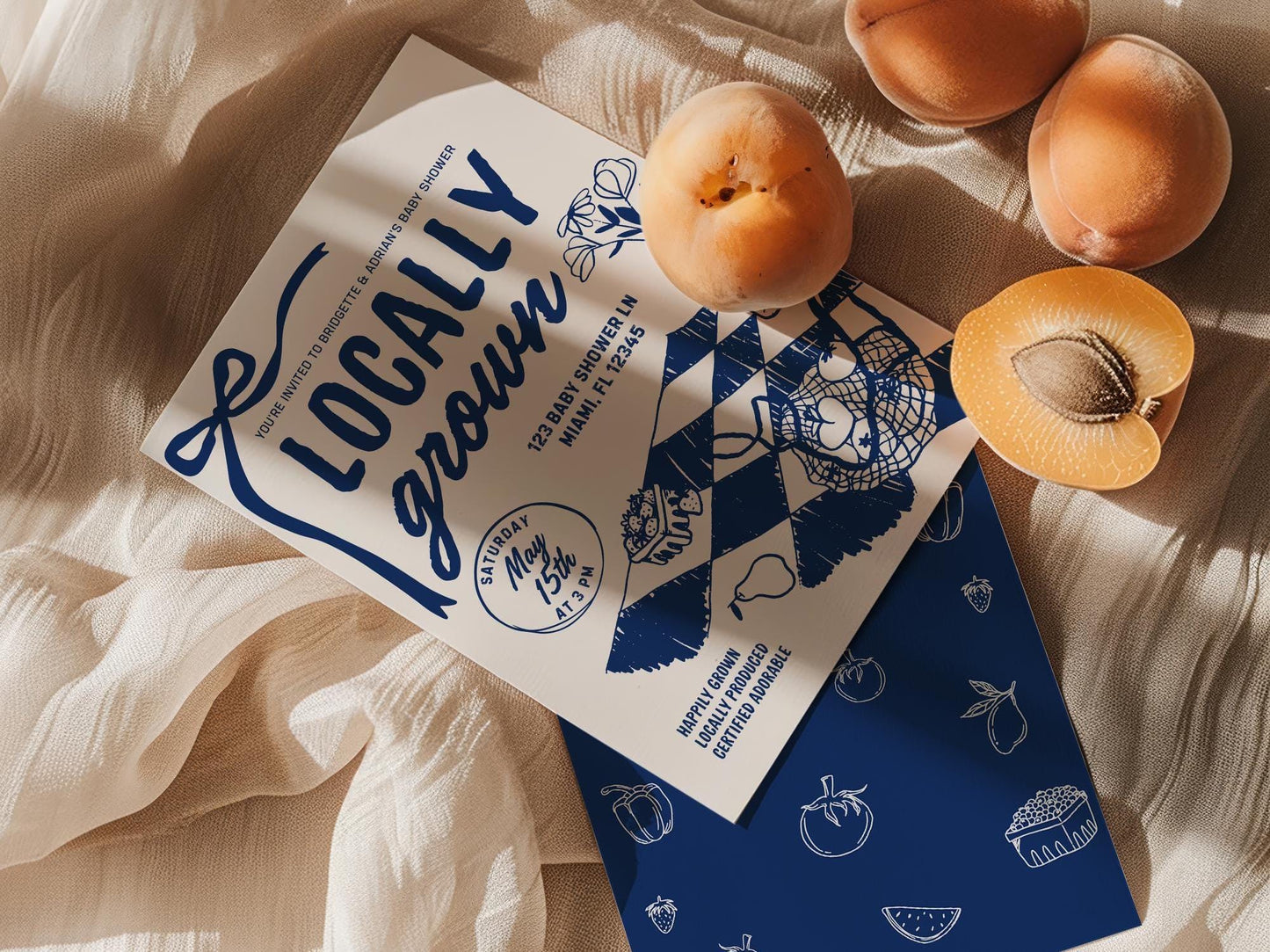 Locally Grown Baby Shower Invite Template Farmers Market Baby Shower Locally Produced Baby Sprinkle Whimsical Doodles Hand Drawn Baby Shower