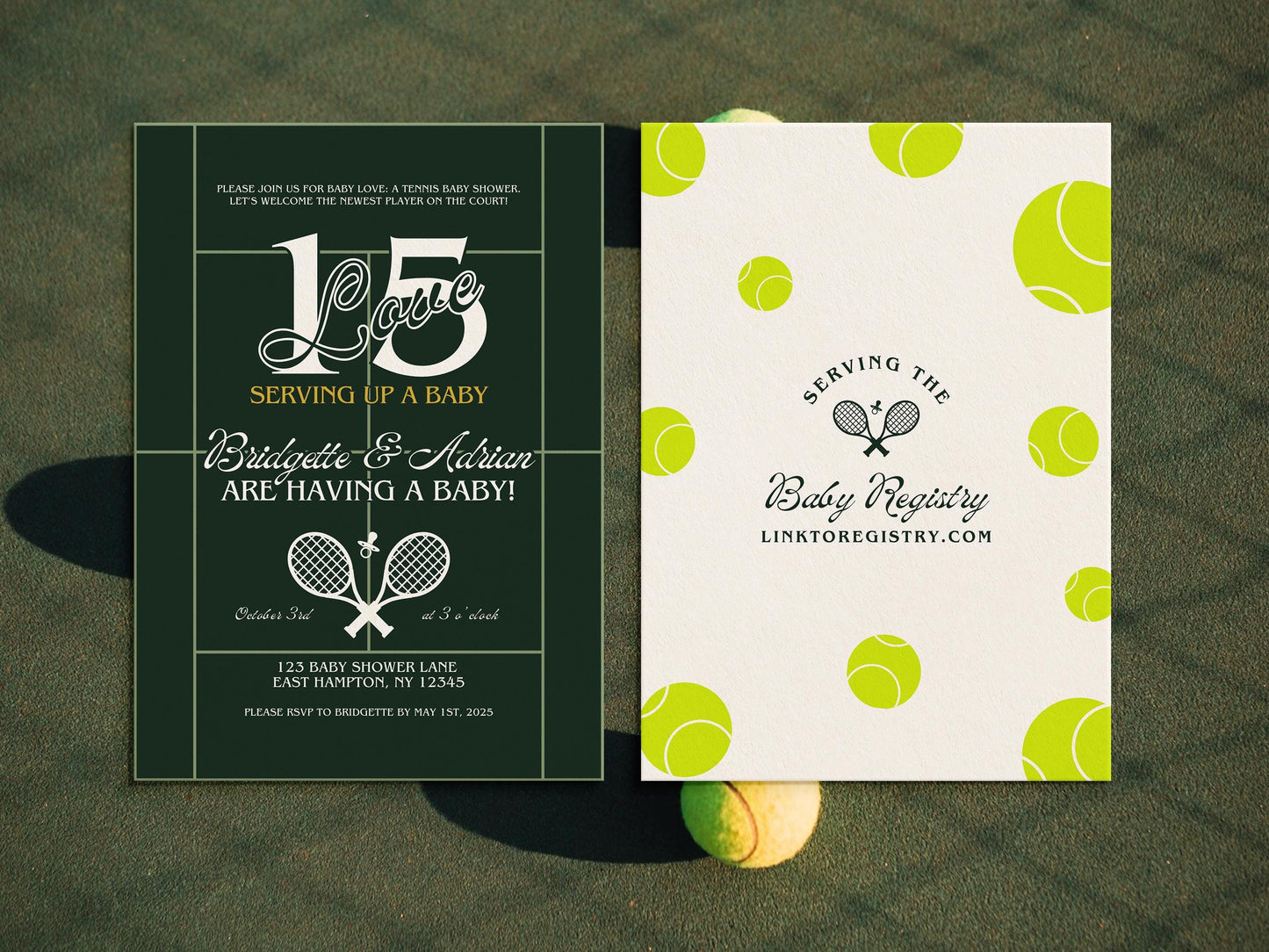 Tennis Baby Shower Invitation Template Serving Up a Baby Preppy Tennis Club Baby Shower 15-Love Tennis Baby Love Old Money Varsity Core