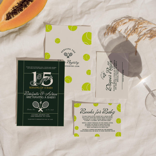 Tennis Baby Shower Invitation Template Serving Up a Baby Preppy Tennis Club Baby Shower 15-Love Tennis Baby Love Old Money Varsity Core
