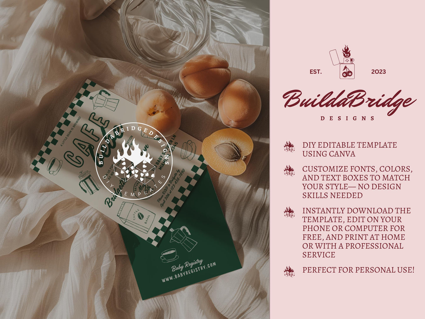 Editable Baby Shower Invite Template Baby is Brewing Baby Shower Café Bébé Coffee Theme Baby Sprinkle Customizable Digital Baby Shower