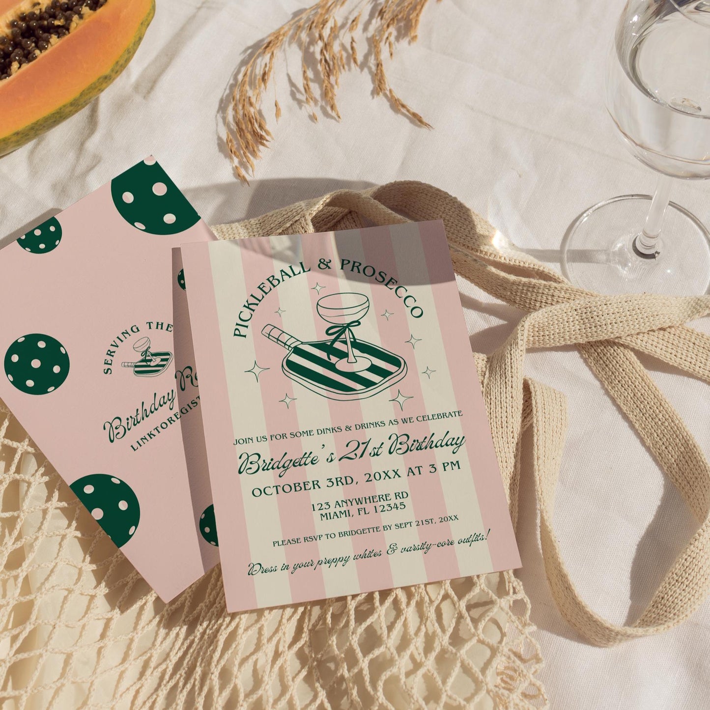 Pickleball Birthday Invitation Template Let’s Pickle Party Invite Pickleball Theme Prosecco and Pickleball Varsity Core Preppy 21st Birthday