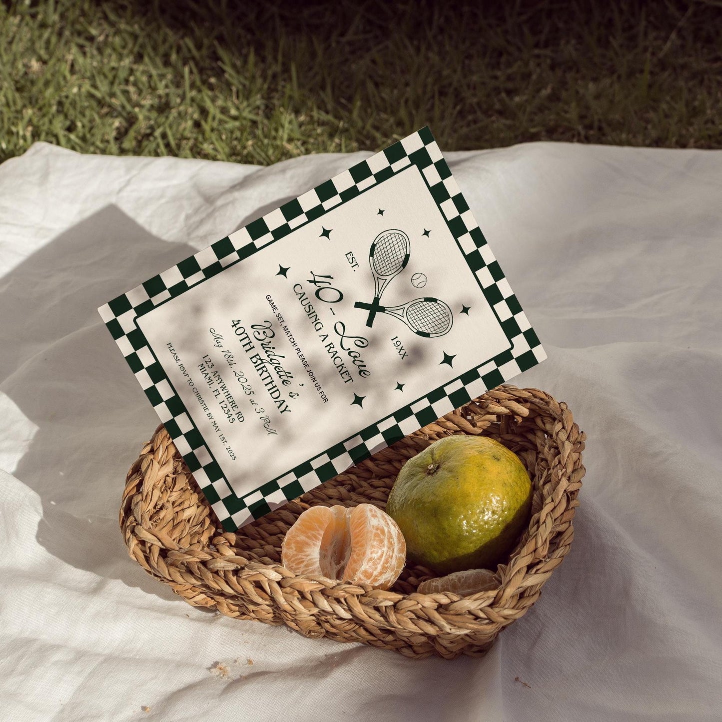 40 Love Tennis Birthday 40th Birthday Party 40-Love Theme Tennis Tournament Causing A Racket Birthday Party Invitation Template Old Money