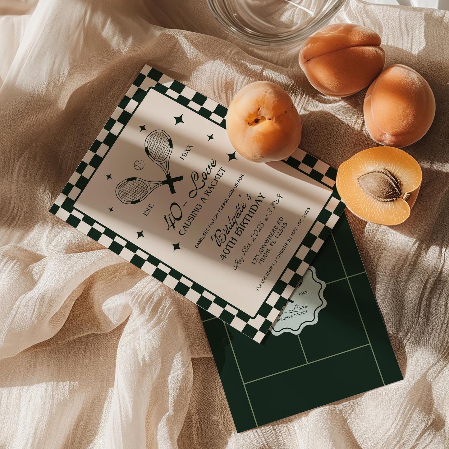 40 Love Tennis Birthday 40th Birthday Party 40-Love Theme Tennis Tournament Causing A Racket Birthday Party Invitation Template Old Money