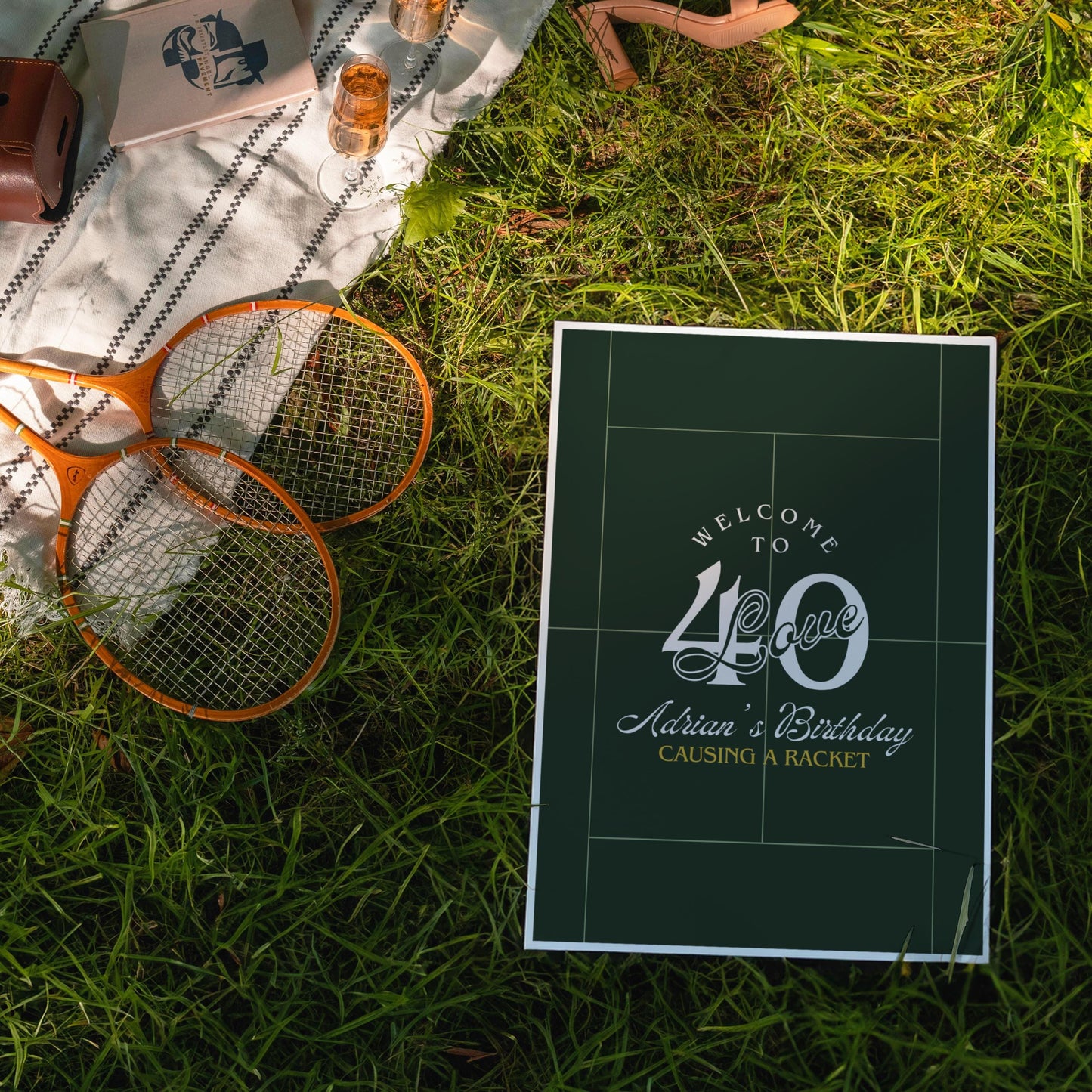 40 Love Tennis Birthday 40th Birthday Party 40-Love Theme Tennis Tournament Causing A Racket Birthday Party Signage Varsity Core Old Money