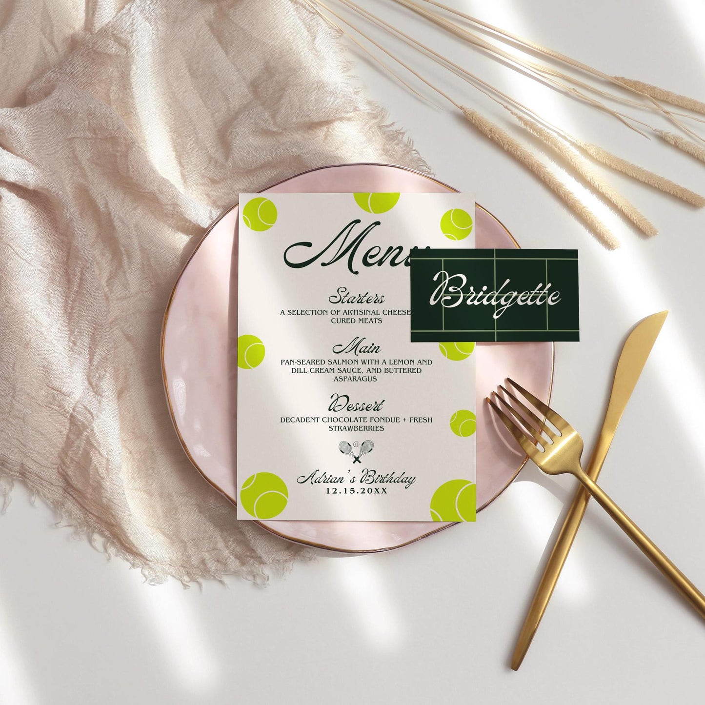 40-Love Tennis Birthday Party Bundle: Invitation, Sign, Menu (Digital Download, Canva Templates)