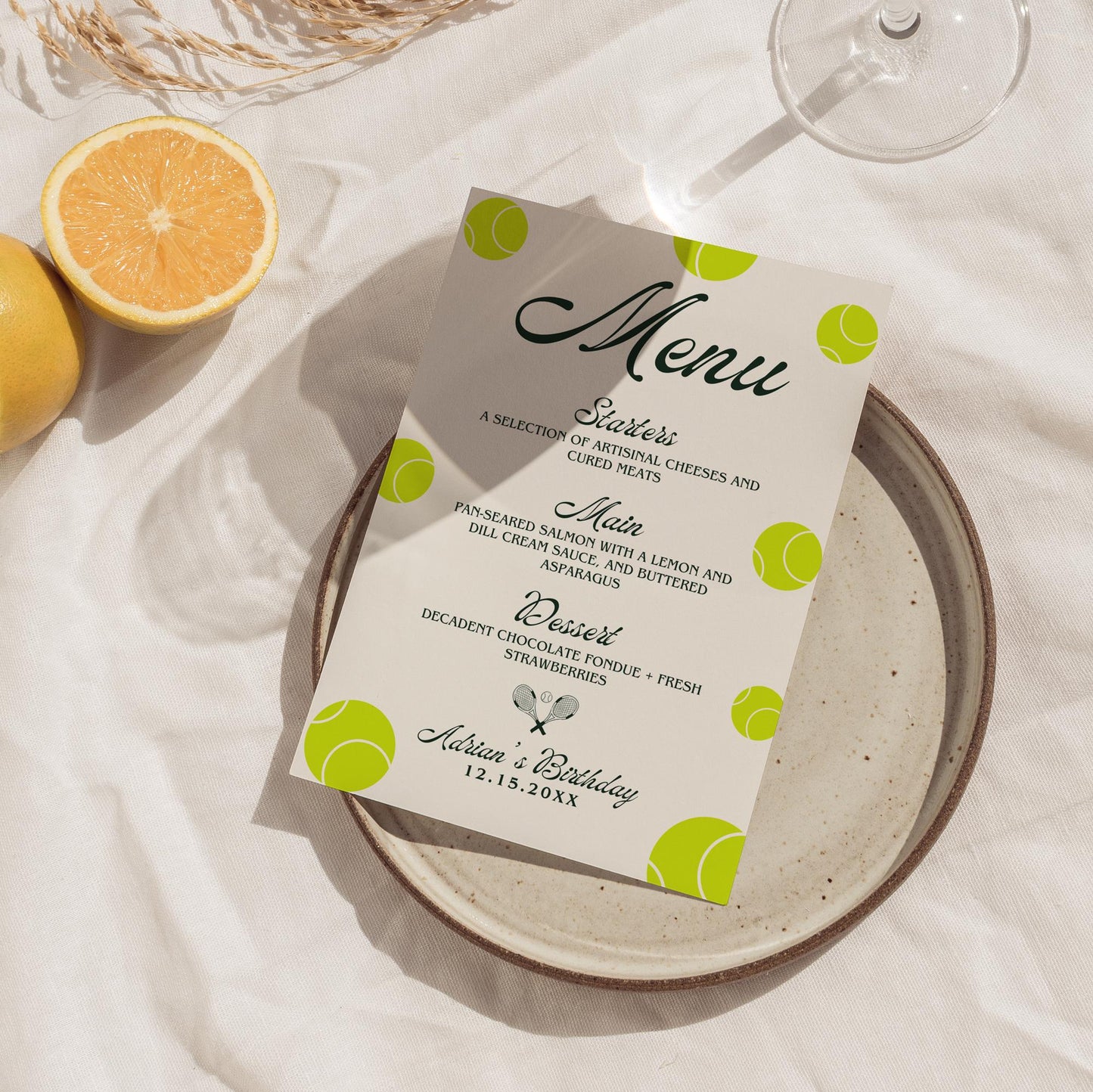 40-Love Tennis Birthday Party Bundle: Invitation, Sign, Menu (Digital Download, Canva Templates)