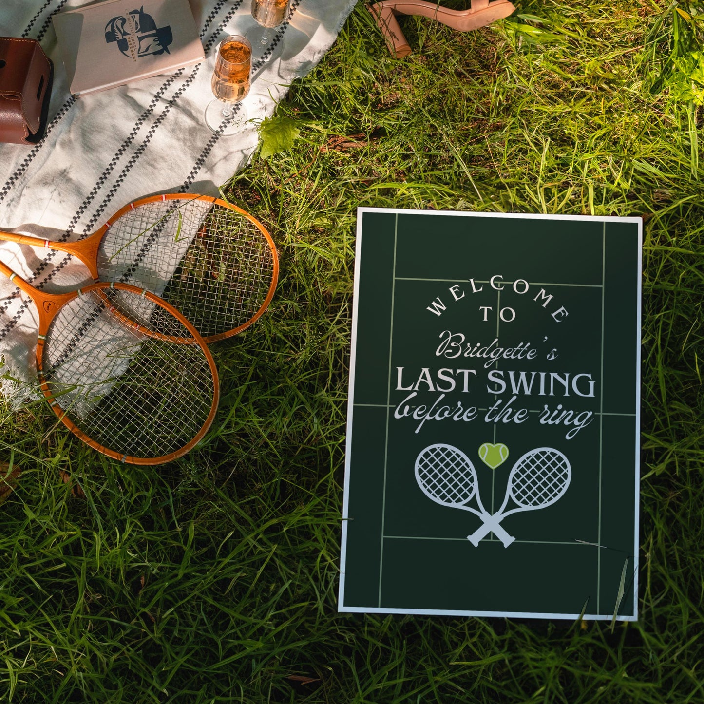 Last Swing Before the Ring Tennis Bridal Shower Welcome Sign Tennis Tournament Tennis Varsity Core Old Money Theme Tennis Bachelorette Sign