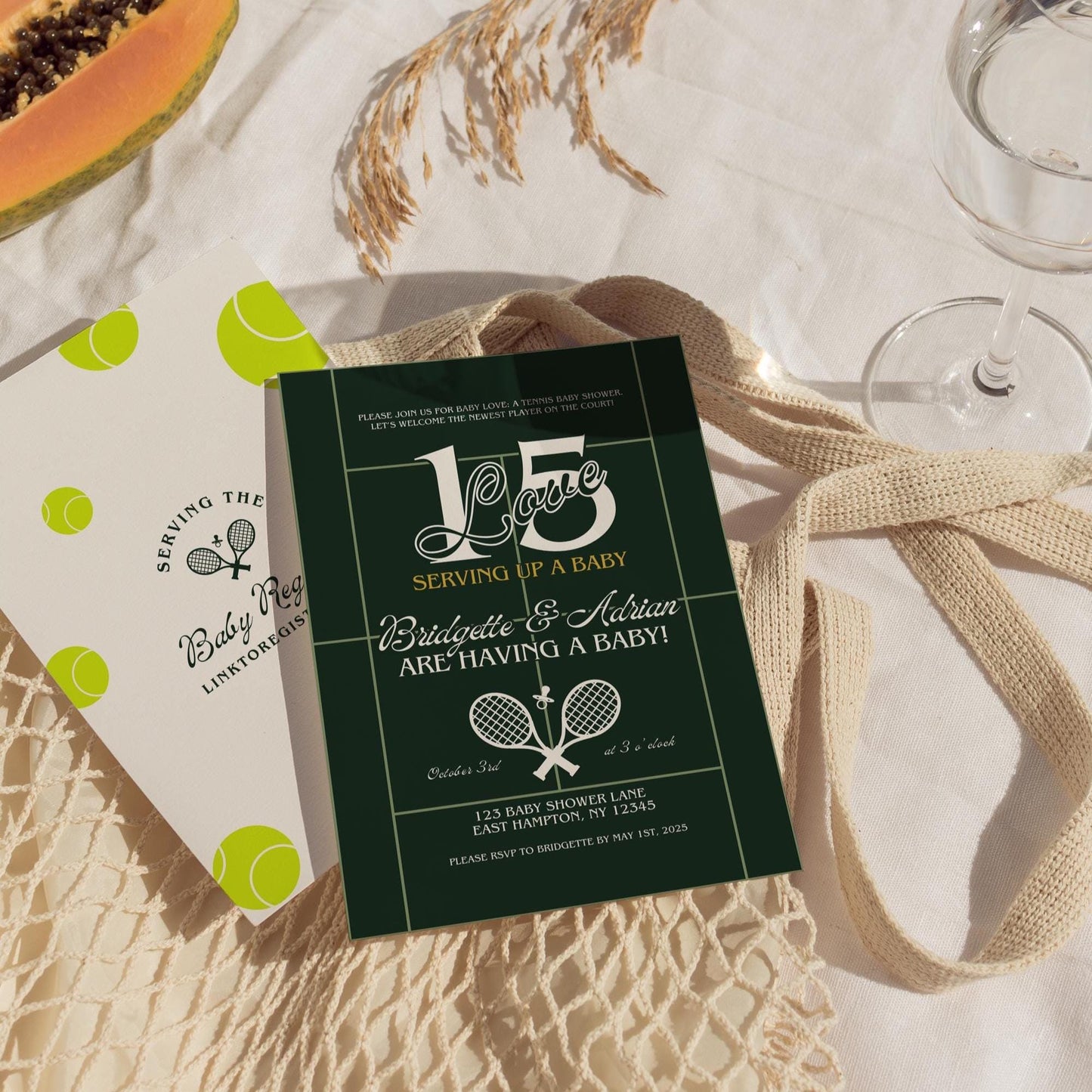 Preppy Tennis Club Baby Shower Invitation Template Serving Up a Baby Tennis Baby Shower 15-Love Tennis Baby Love Old Money Varsity Core