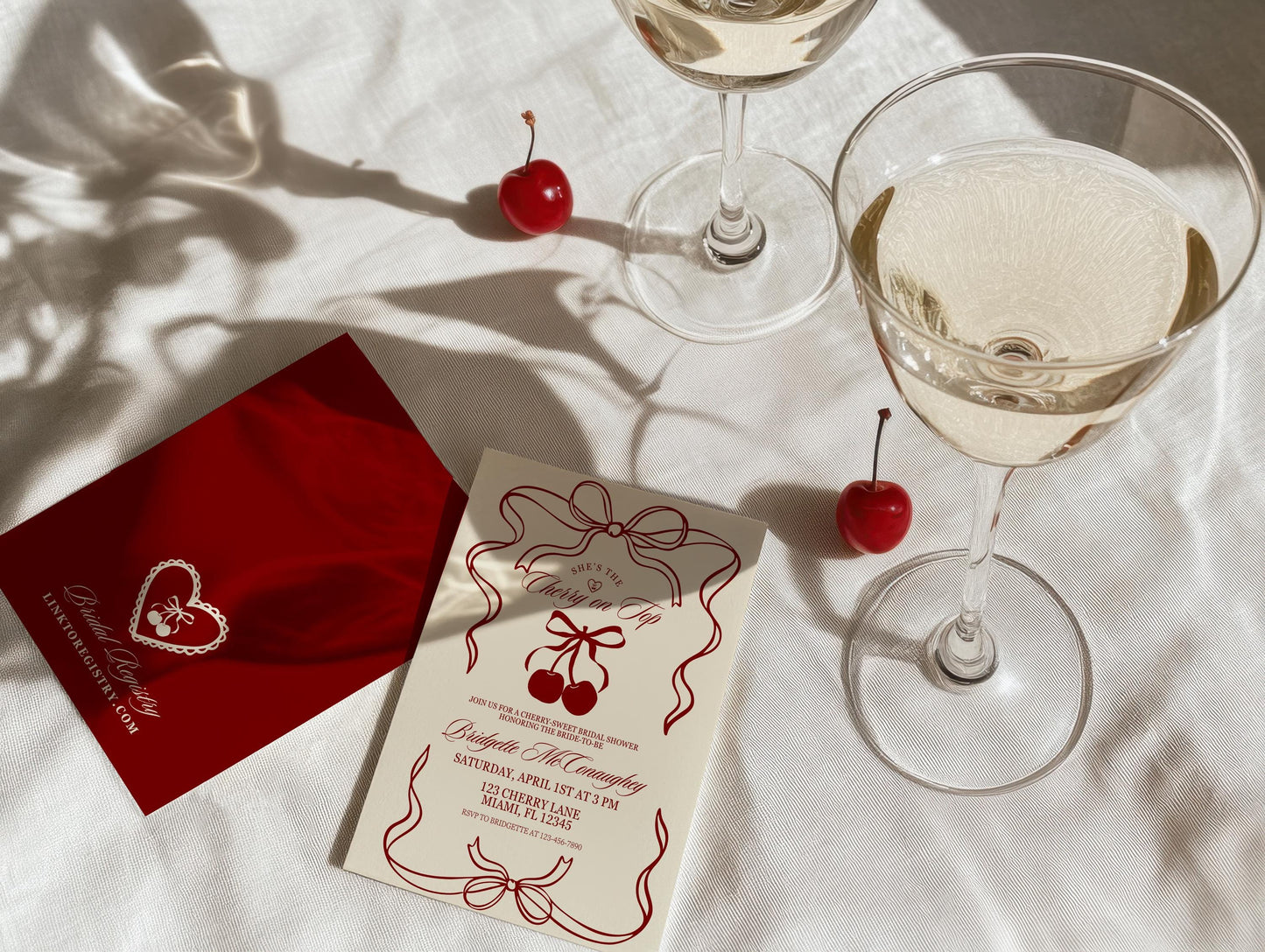 Cherry On Top Bridal Shower Bundle Cherry Themed Bridal Shower Shes the Cherry On Top Hand Drawn Coquette Ribbon Bow Editable Invitation
