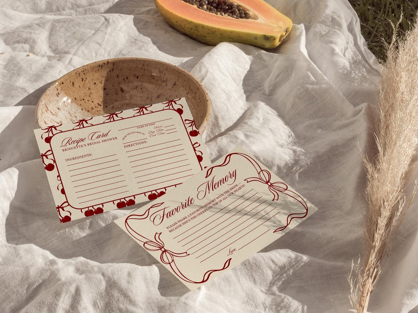 Cherry On Top Bridal Shower Bundle Cherry Themed Bridal Shower Shes the Cherry On Top Hand Drawn Coquette Ribbon Bow Editable Invitation