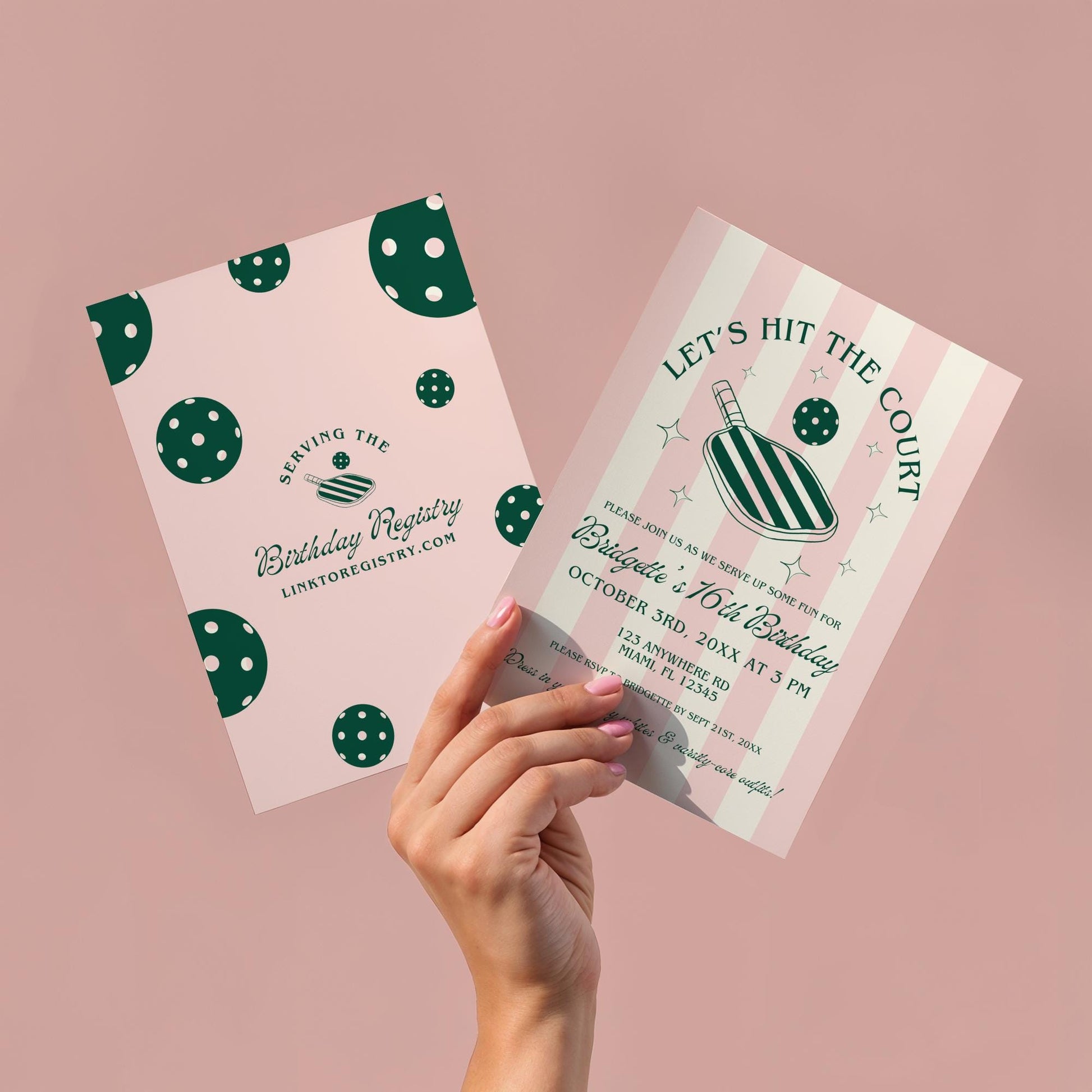 Pickleball Birthday Invitation Template Let's Hit the Court Pickleball Party Invite Pickleball Theme Varsity Core Preppy Pickleball Birthday