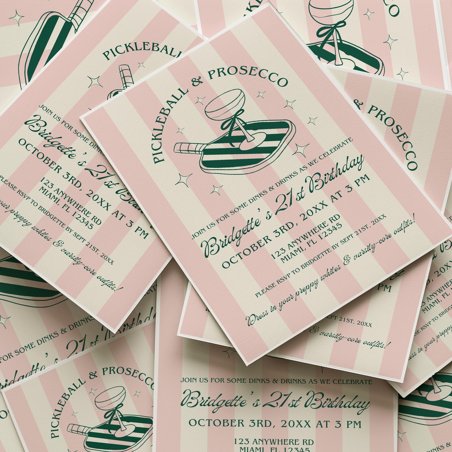 Pickleball Birthday Invitation Template Let’s Pickle Party Invite Pickleball Theme Prosecco and Pickleball Varsity Core Preppy 21st Birthday