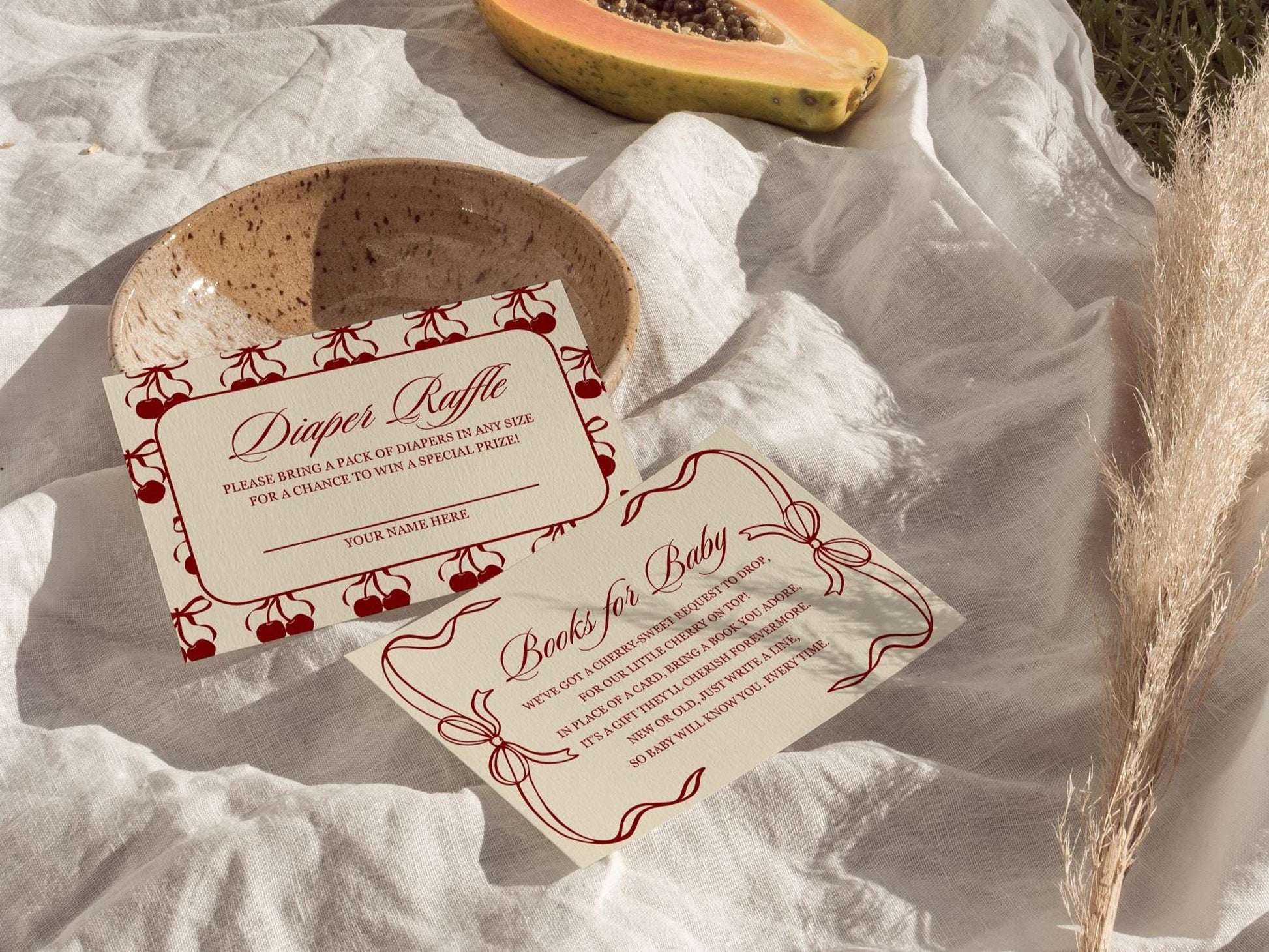 Cherry On Top Baby Shower Invitation Template Baby Sprinkle Our Little Cherry On Top Coquette Ribbon Cherry On Top Theme Girl Baby Shower